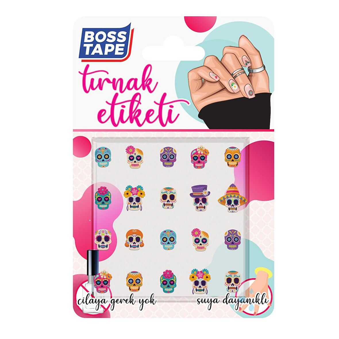 Yapışkanlı Tırnak Etiketi Sticker Tırnak Süsleme Nail Art Tattoo Dövmesi Skull