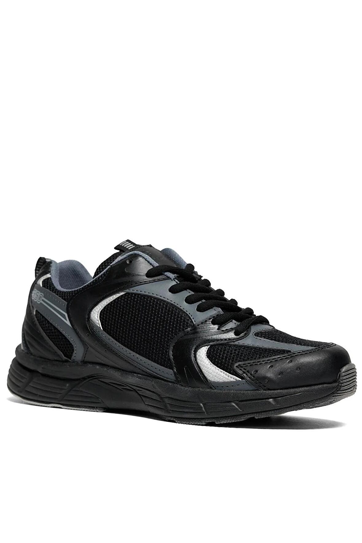 Tonny Black Unisex Siyah Füme Faylon Taban Bağcıklı Spor Ayakkabı