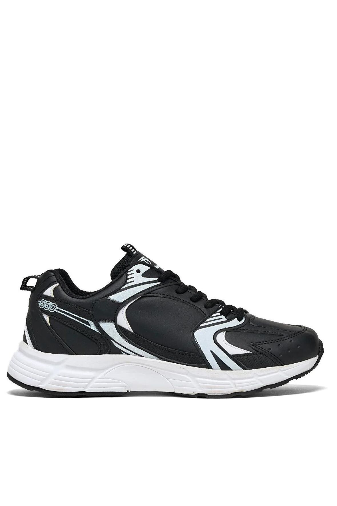 Tonny Black Unisex Siyah Cilt Faylon Taban Bağcıklı Spor Ayakkabı