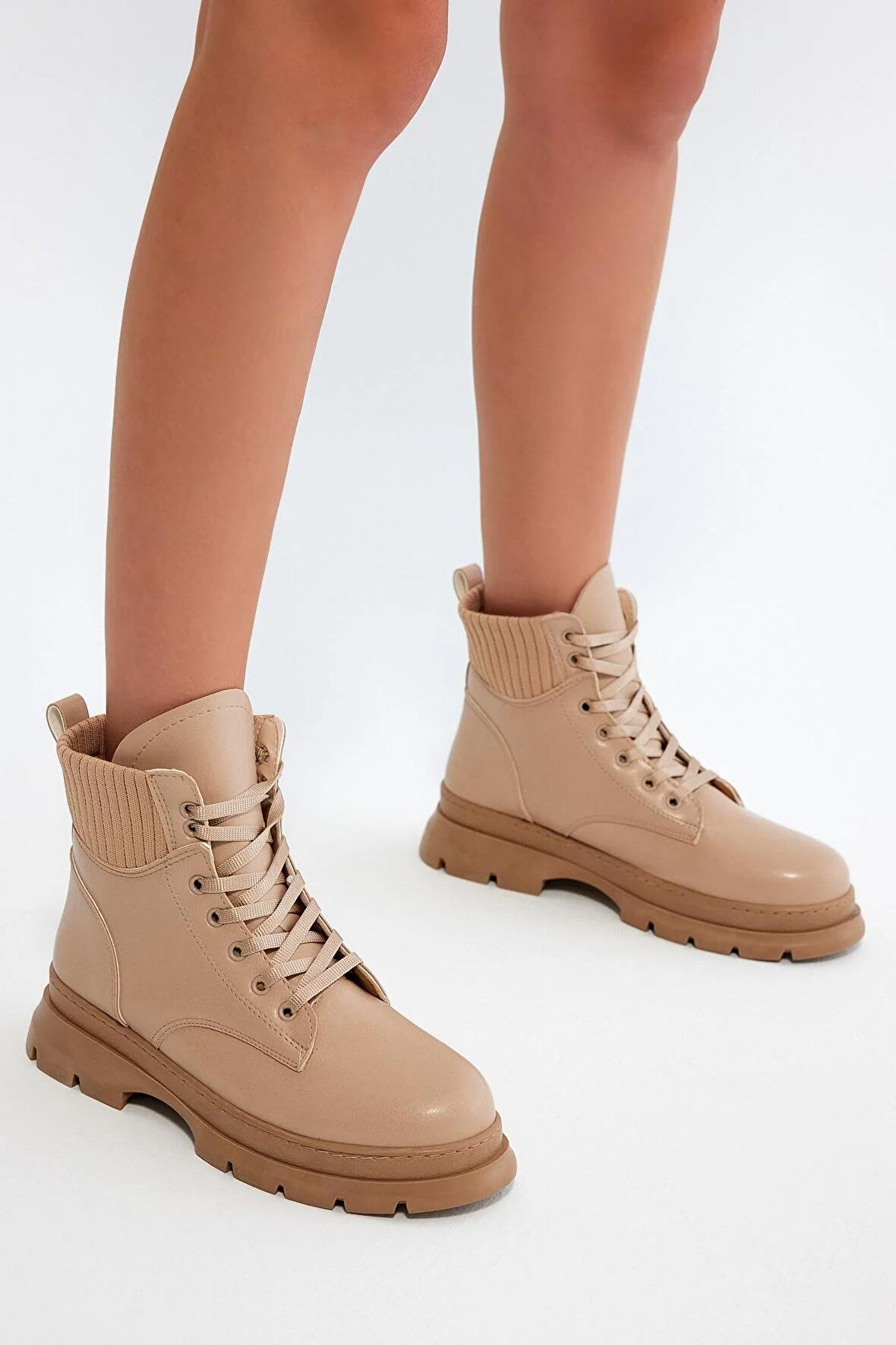 Tonny Black Kadın Nude Cilt Tonny Black Rahat Kalıp Bağcıklı Kadın Bot