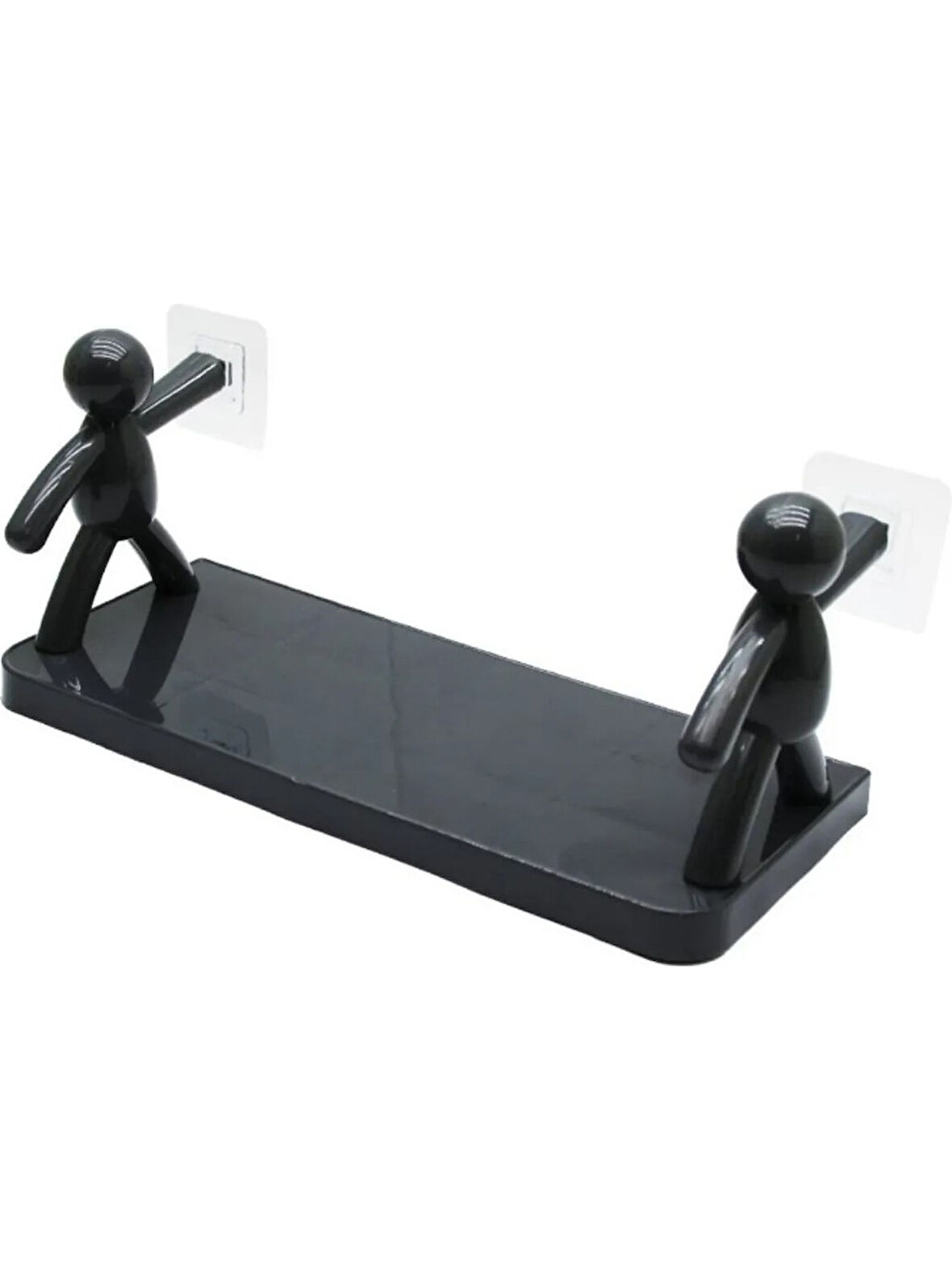 Baysa Siyah Rambo Süper Yapışkanlı Raf (Banyo ve Mutfak Raf) 14X34CM