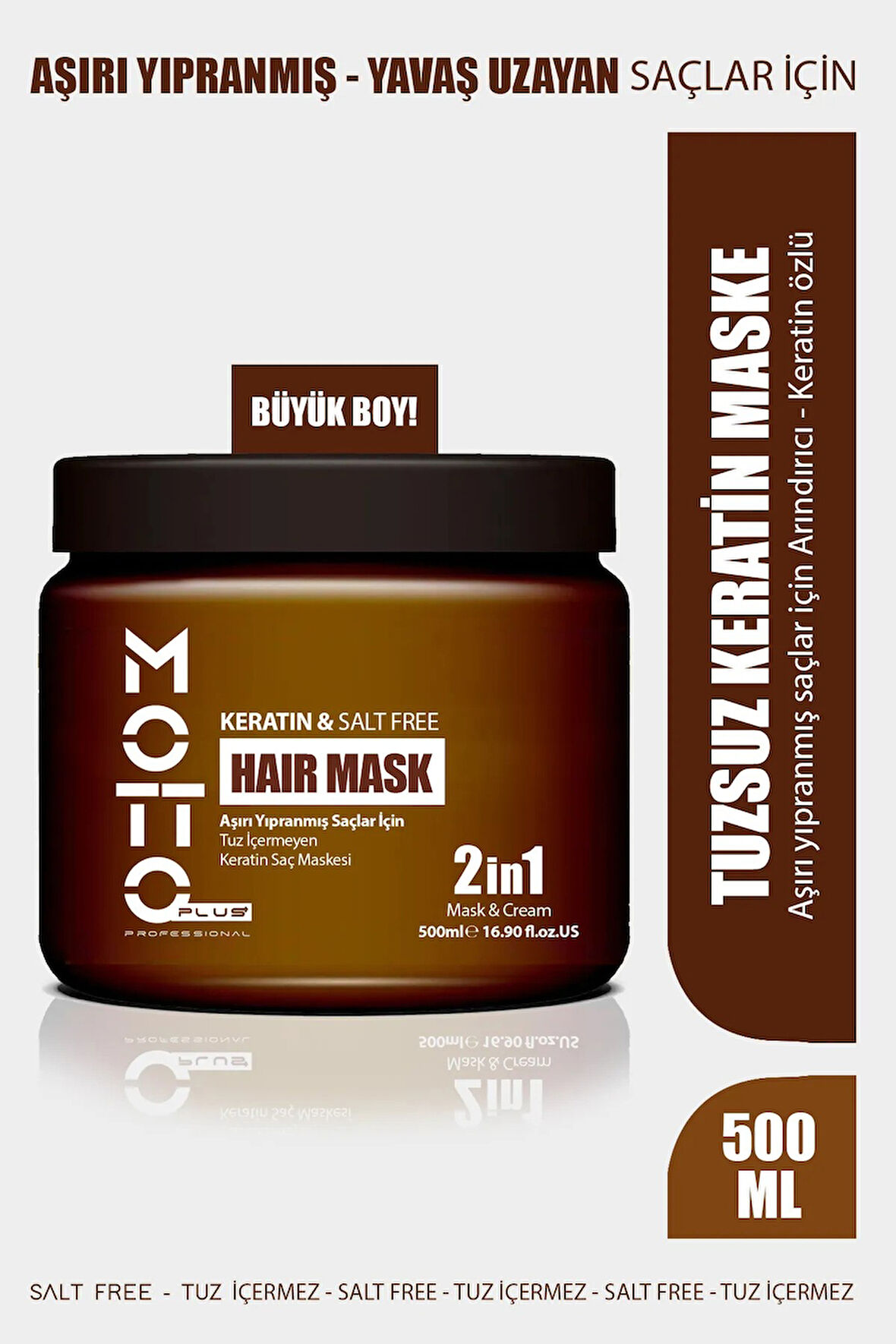 Motto Plus Professional Yavaş Uzayan - Aşırı Yıpranmış Saçlar İçin Tuz İçermeyen Keratin Maskesi 500ML