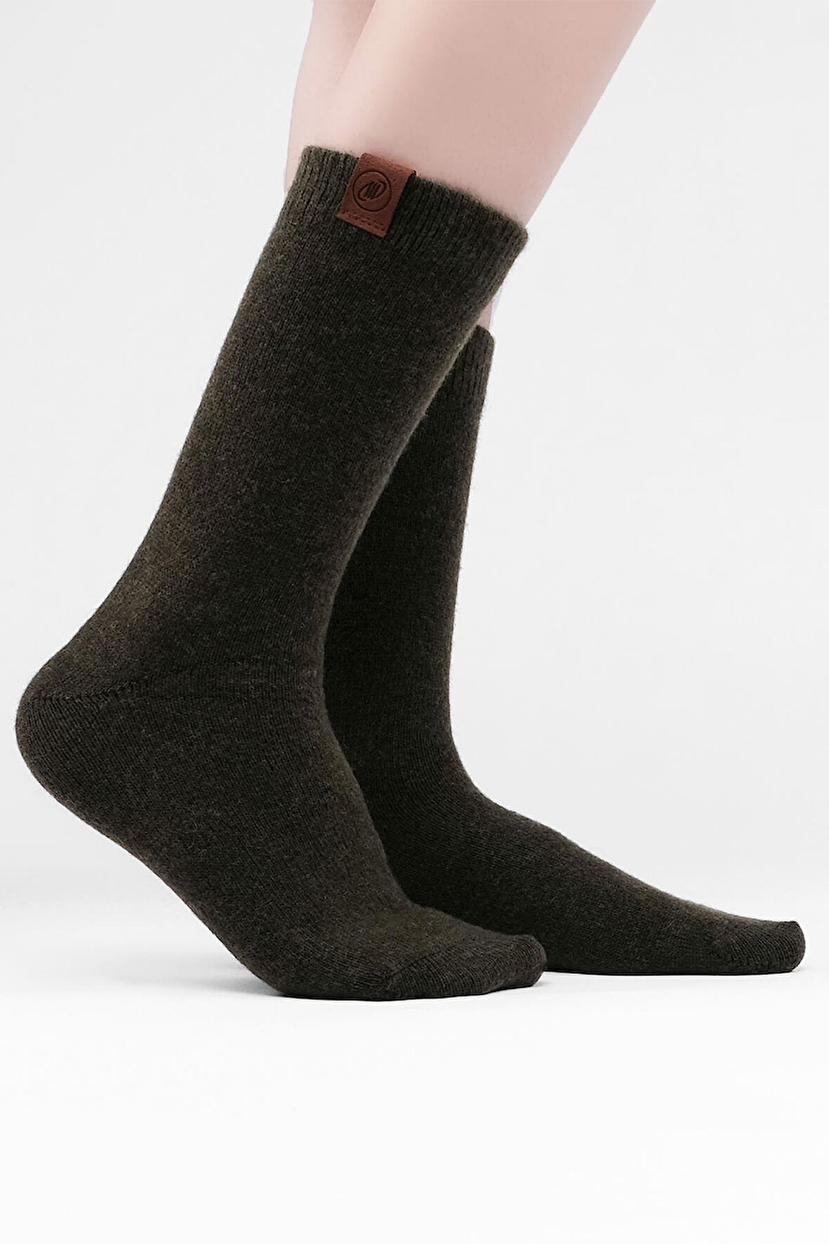 Mısırlı Kadın Kuzu Yünü Tekli Haki Soket Çorap M 75000 H