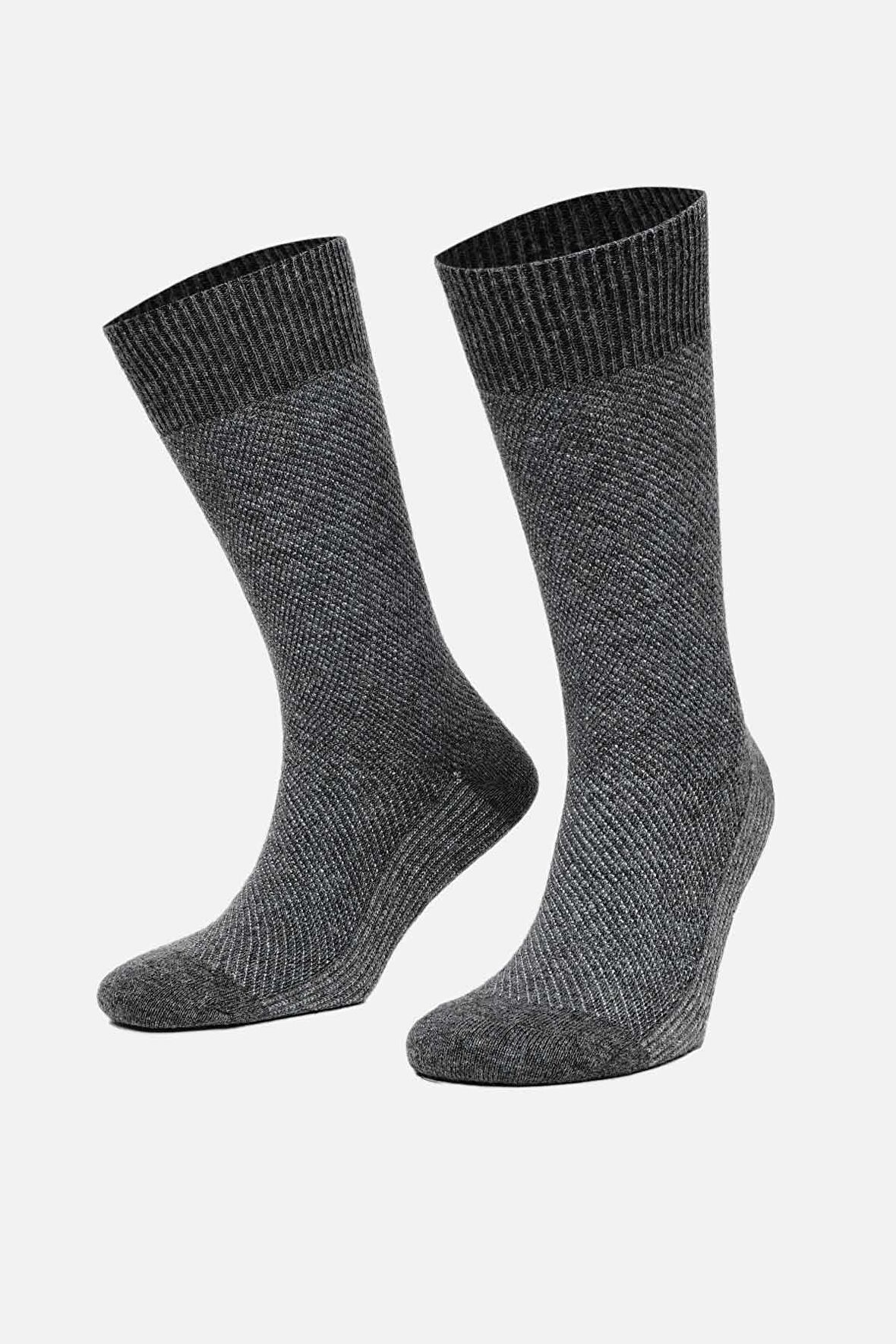 Mısırlı Erkek Lambswool Tekli Füme Soket Çorap M 65002 F