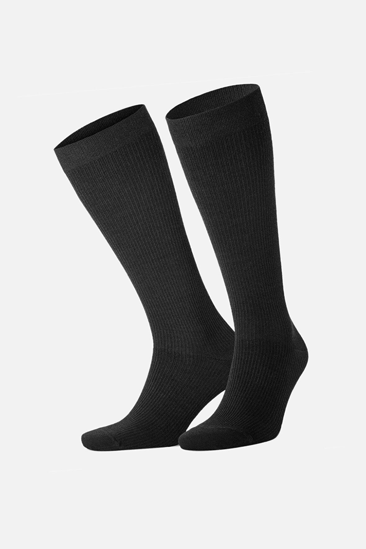 Mısırlı Unisex Merino Yünü Kışlık Tekli Siyah Compression Çorap - M COMP S