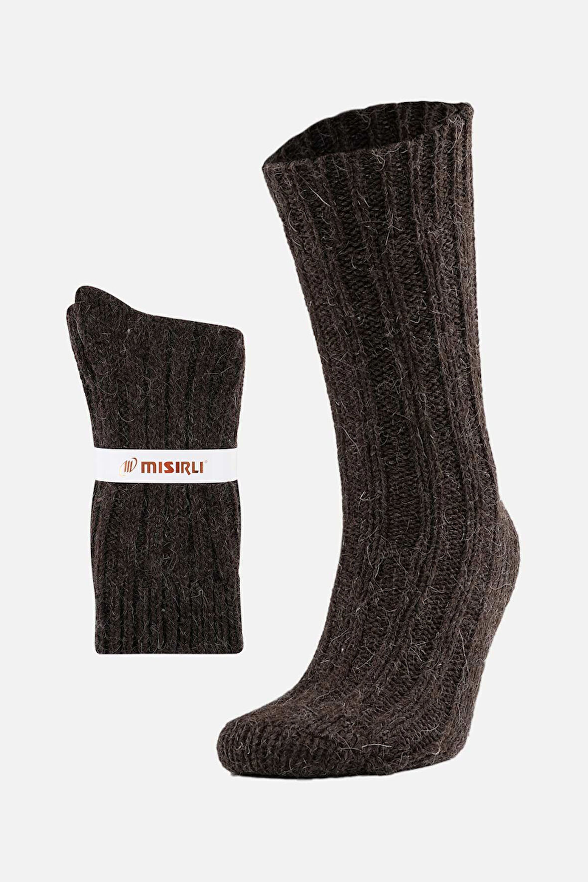 Mısırlı Unisex 5 Kat Alpaka Yünü Kışlık Tekli Kahverengi Soket Çorap
