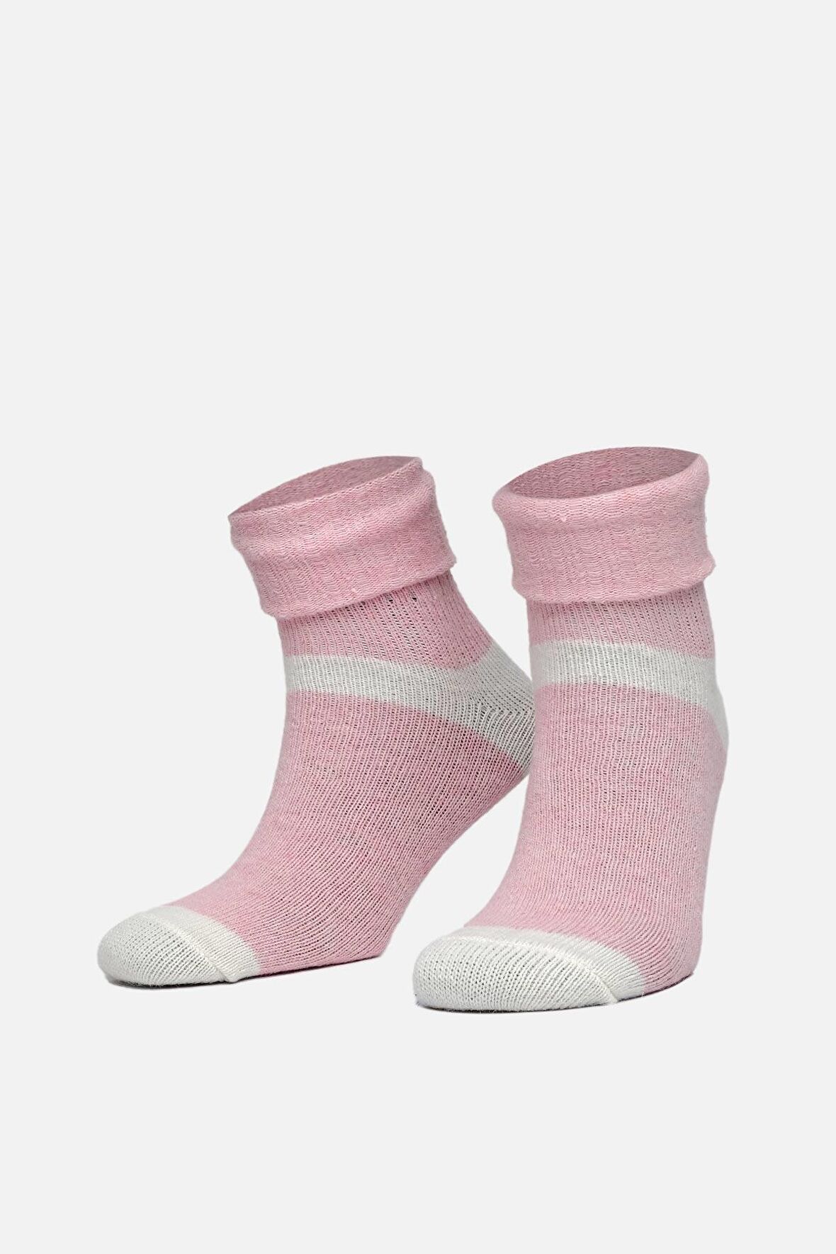Mısırlı Kadın Alpaka Yünü Kışlık Kıvrık Tekli Pembe Soket Çorap   M 2056 P