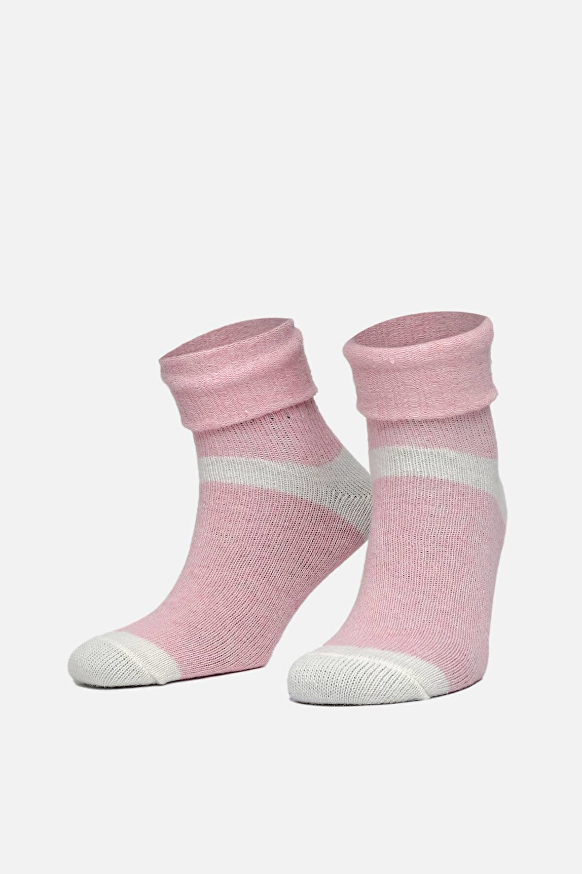 Mısırlı Kadın Alpaka Yünü Kışlık Kıvrık Tekli Pembe Soket Çorap