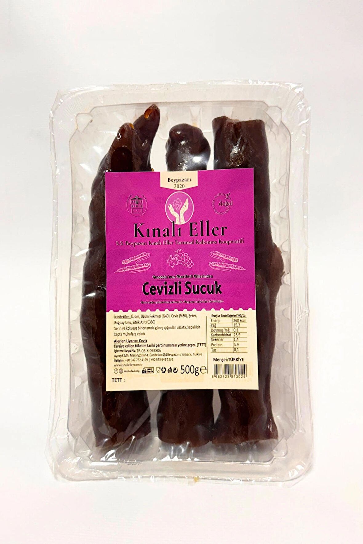 Kınalı Eller Kadın Kooperatifi Beypazarı Cevizli Sucuk 500gr.