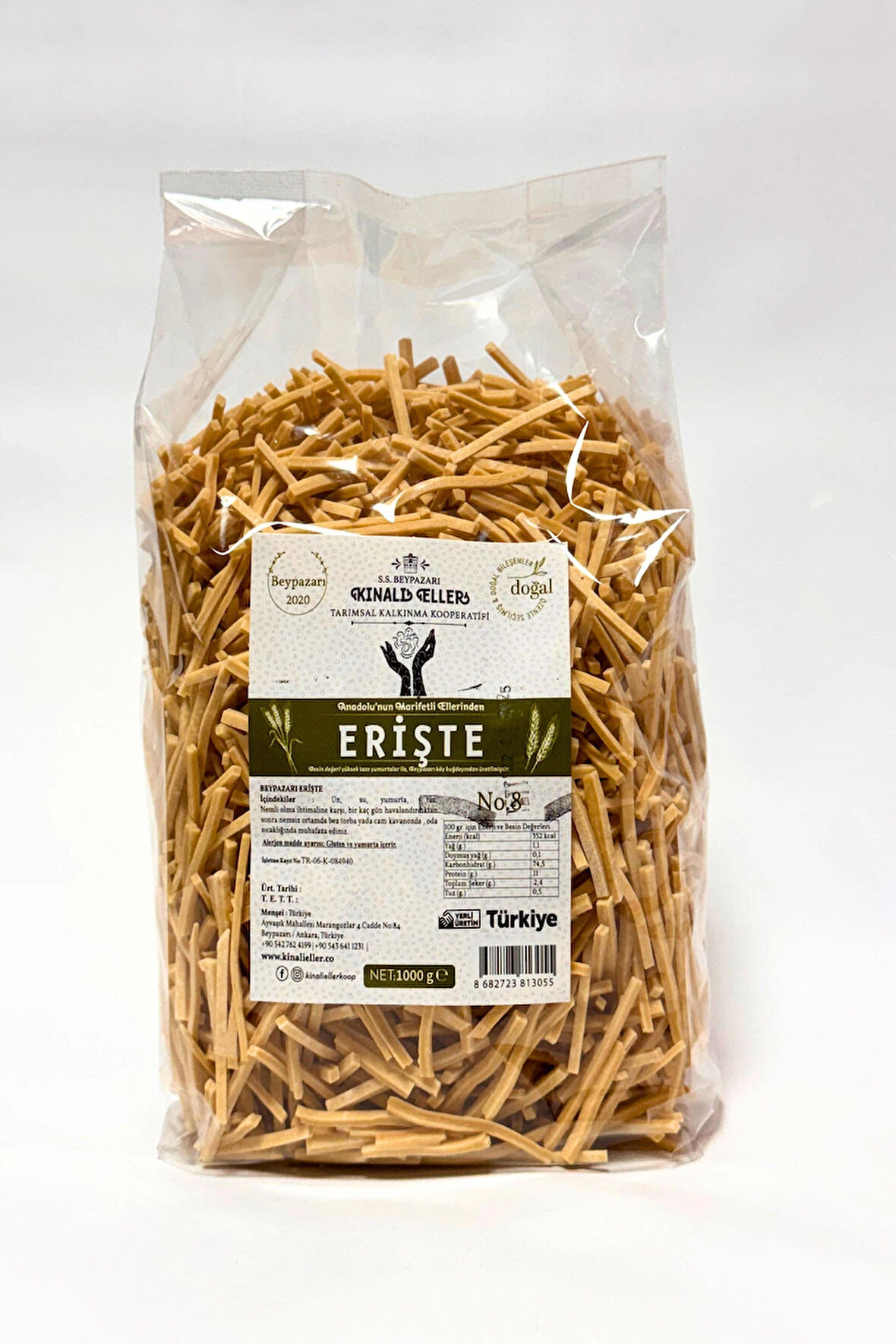 Kınalı Eller Kadın Kooperatifi Beypazarı Ev Usulü Sade Erişte Makarnası 1000gr.