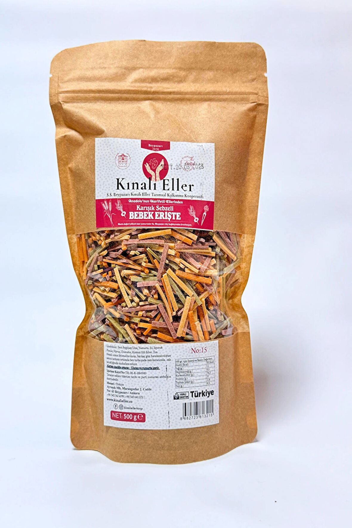 Kınalı Eller Kadın Kooperatifi Beypazarı Karışık Bebek Erişte Makarnası 500gr.