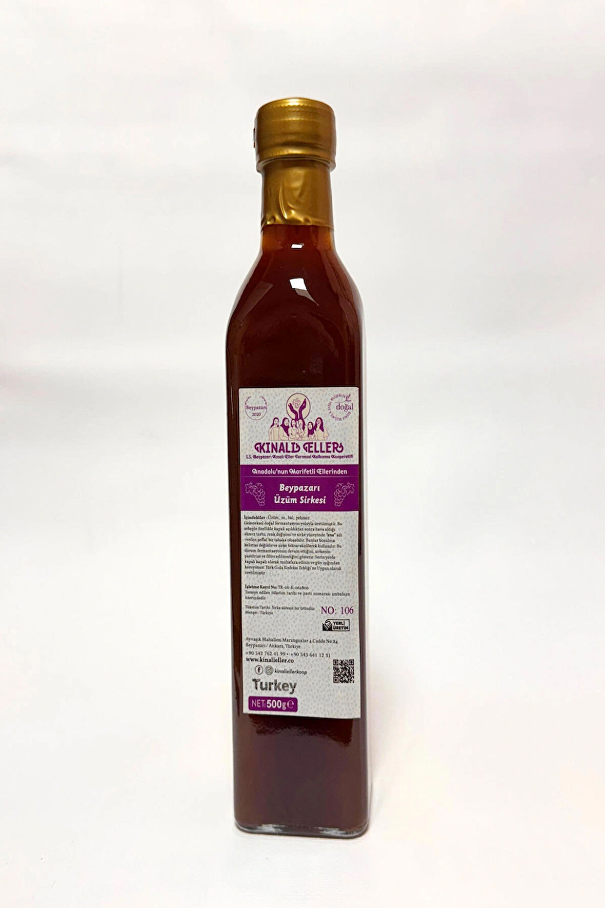 Kınalı Eller Kadın Kooperatifi Beypazarı Doğal Üzüm Sirkesi 500ml.