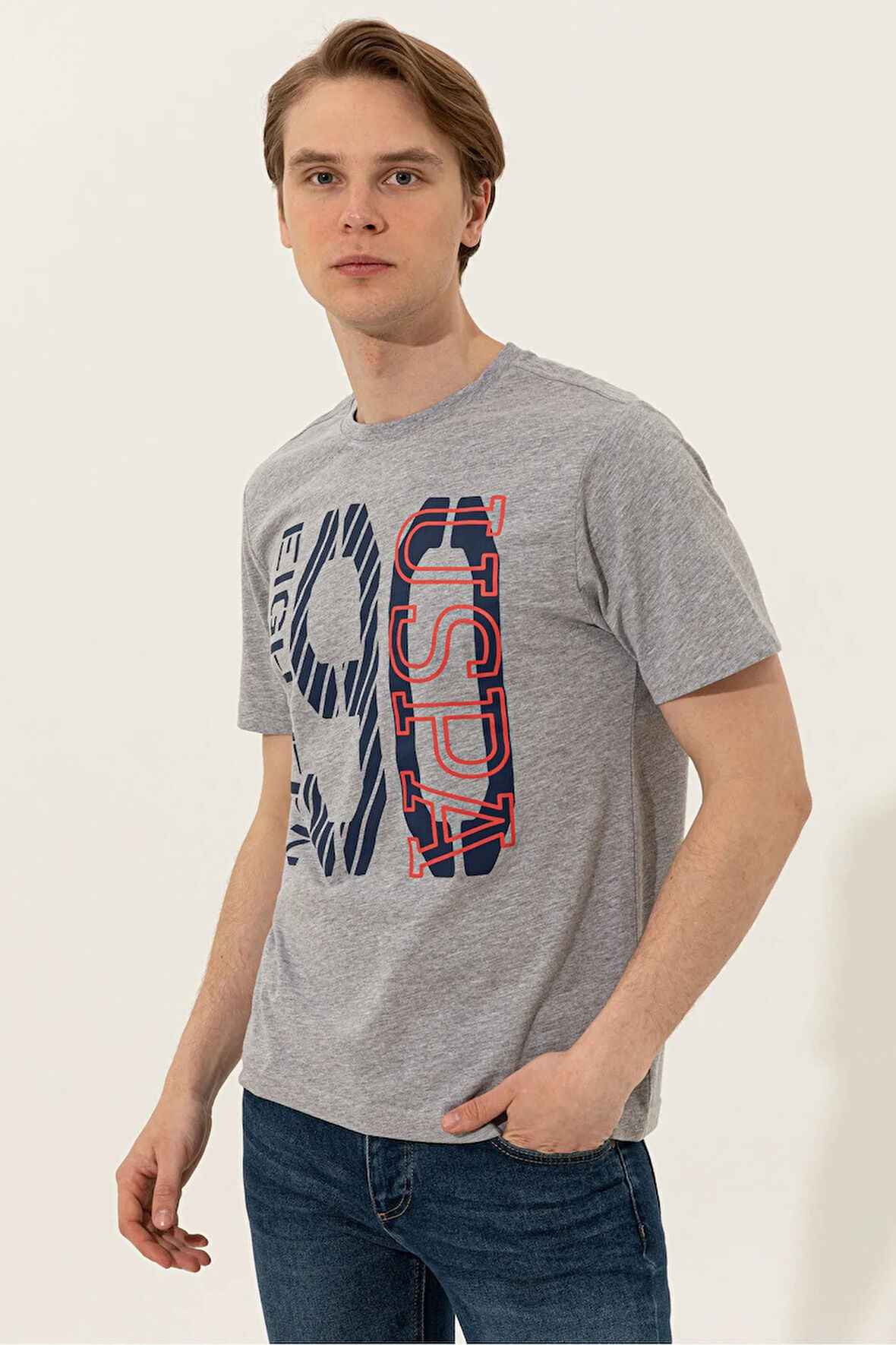 U.S. Polo Assn. Gri Erkek T-Shirt