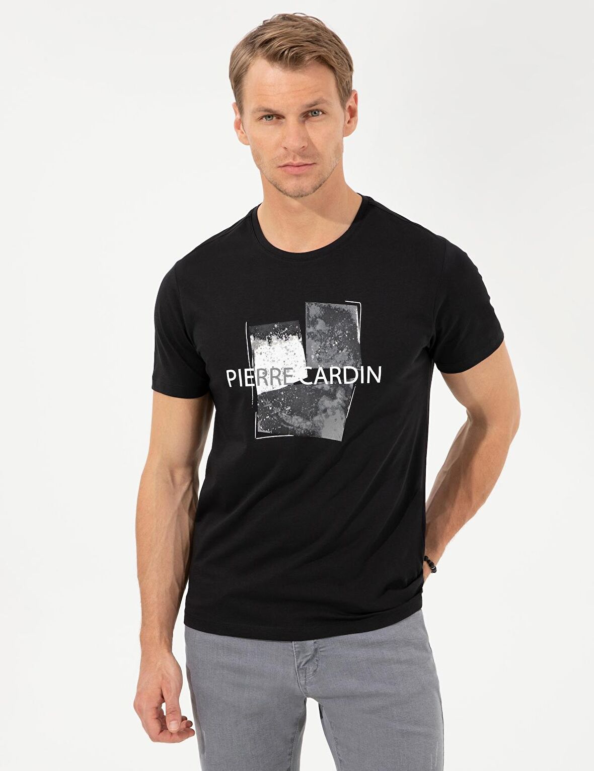 Pierre Cardin  Siyah Slim Fit Bisiklet Yaka T-Shirt