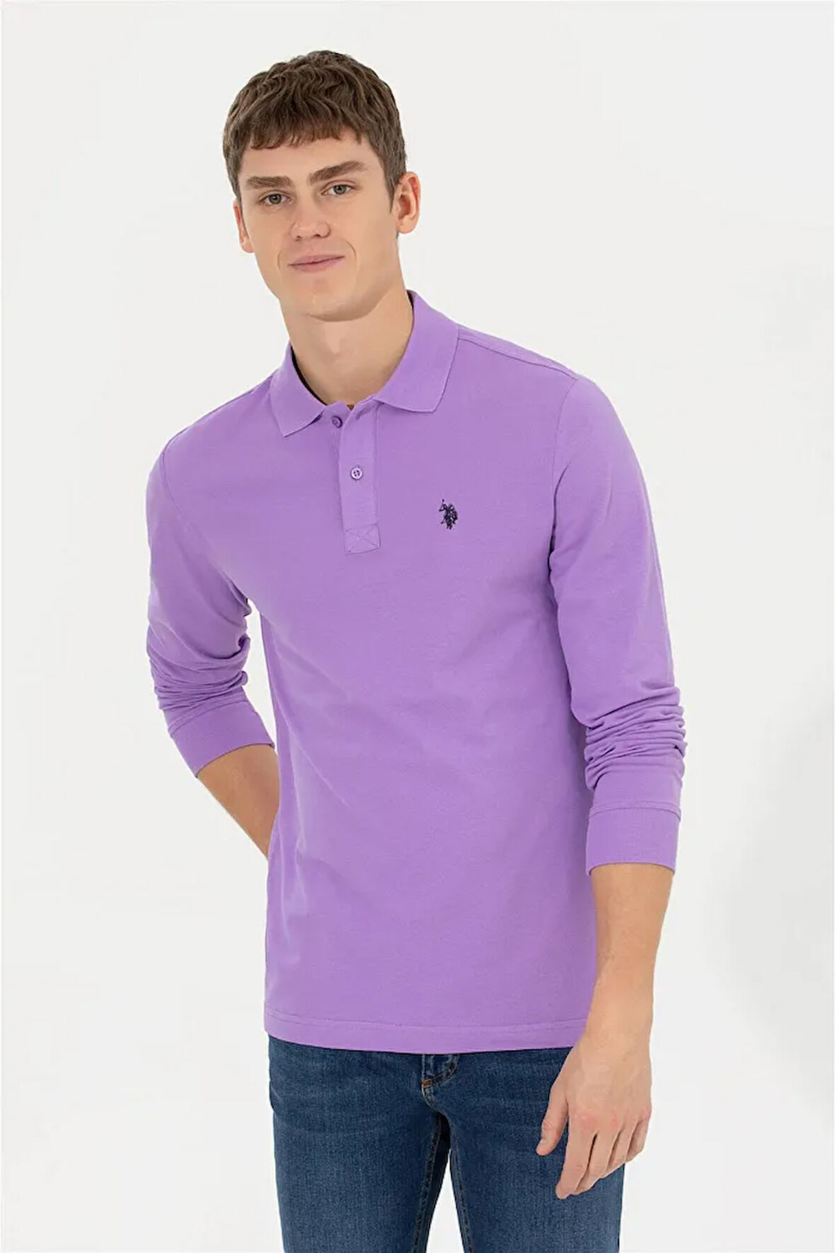 Erkek Sweatshirt Polo Yaka Regular %100 Pamuk
