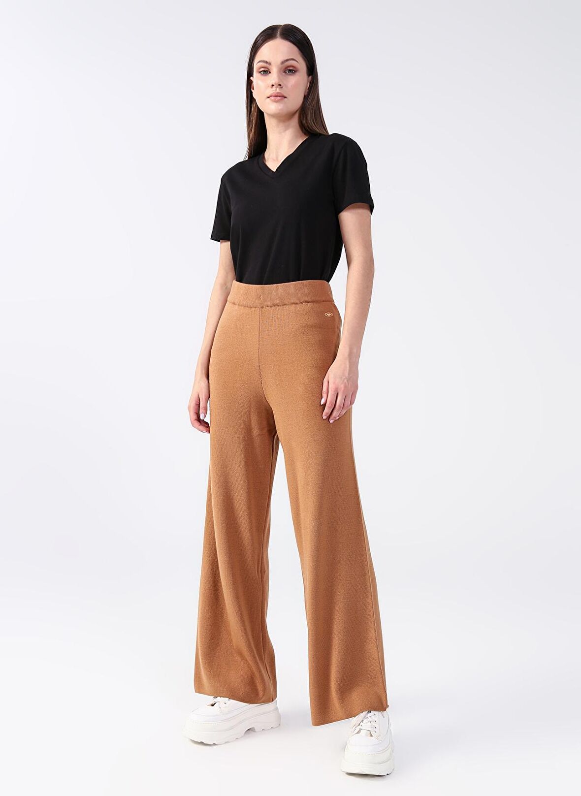 U.S. Polo Assn. Lastikli Bel Loose Fit Taba Kadın Pantolon NELENA