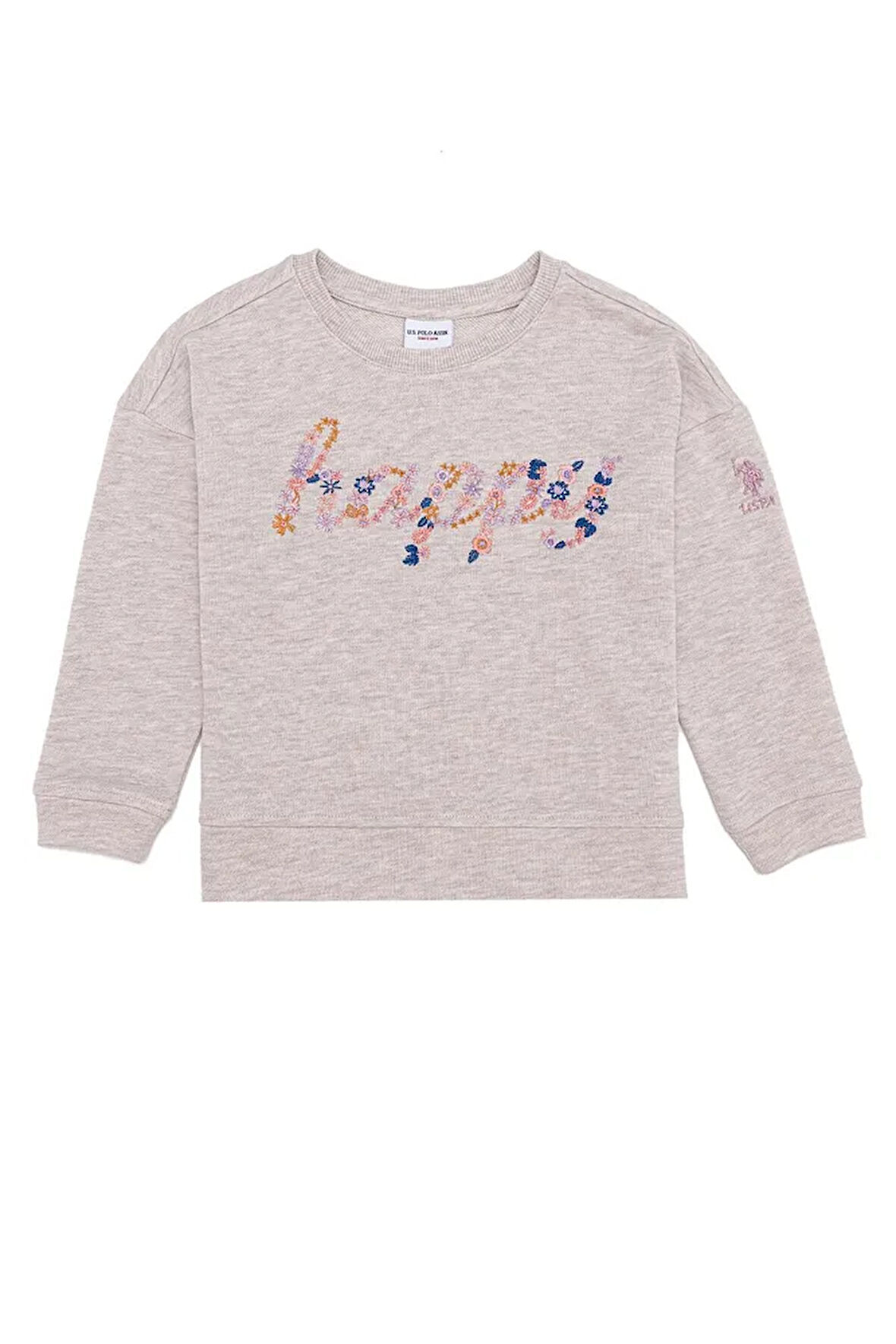 Çocuk Bej Melanj Bisiklet Yaka Sweatshirt