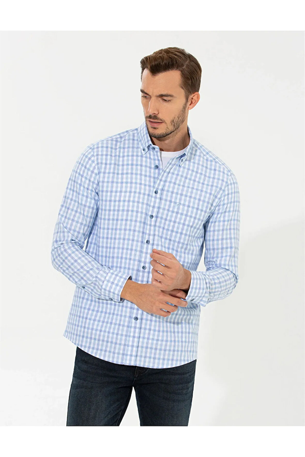 Açık Mavi Regular Fit Uzun Kollu Gömlek