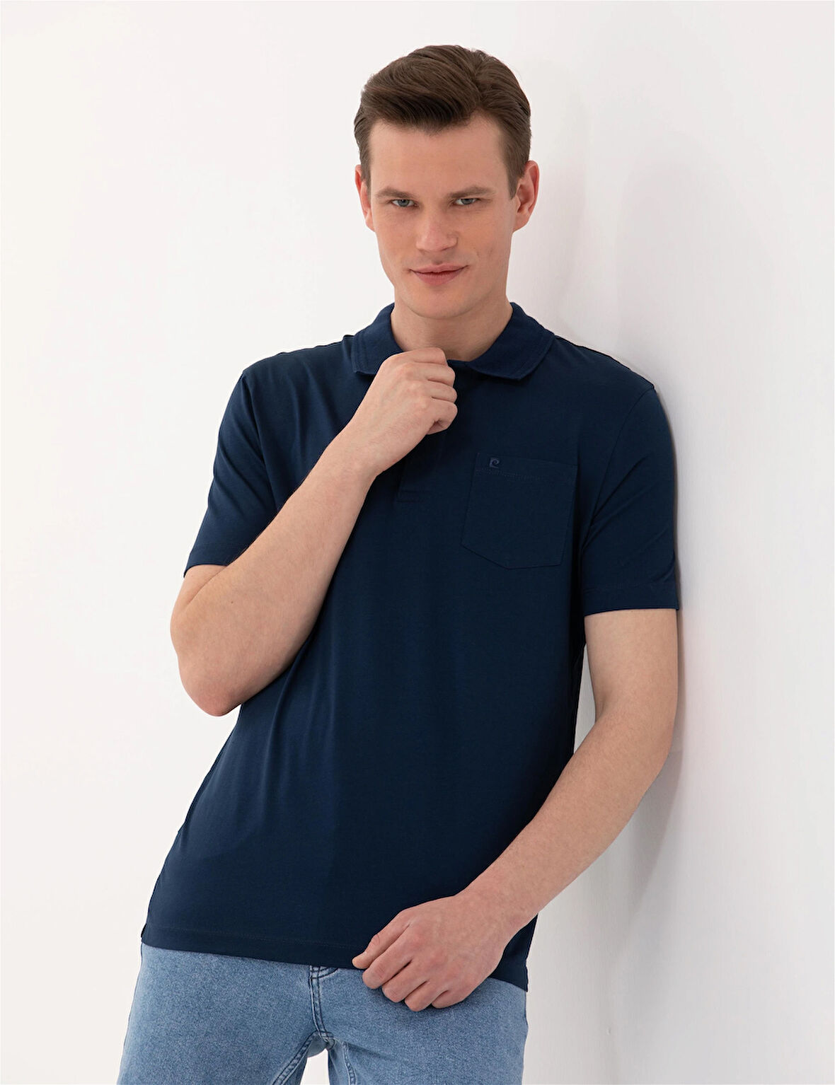 Erkek Regular Fit Polo Yaka Merserize Tişört-Lacivert | S