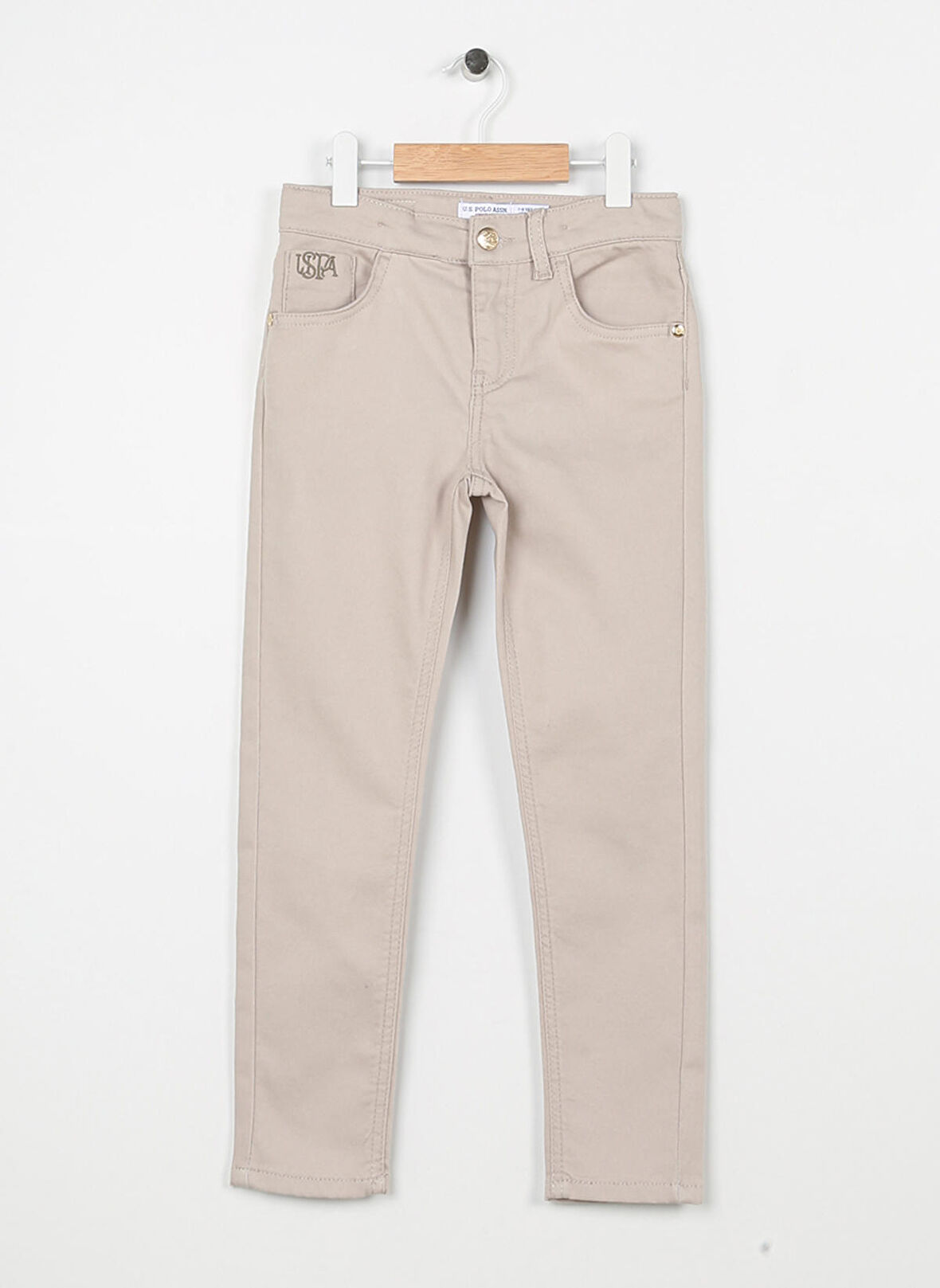 U.S. Polo Assn. Gri Kız Çocuk Boru Paça Toothpick Düz Pantolon GLENO23Y