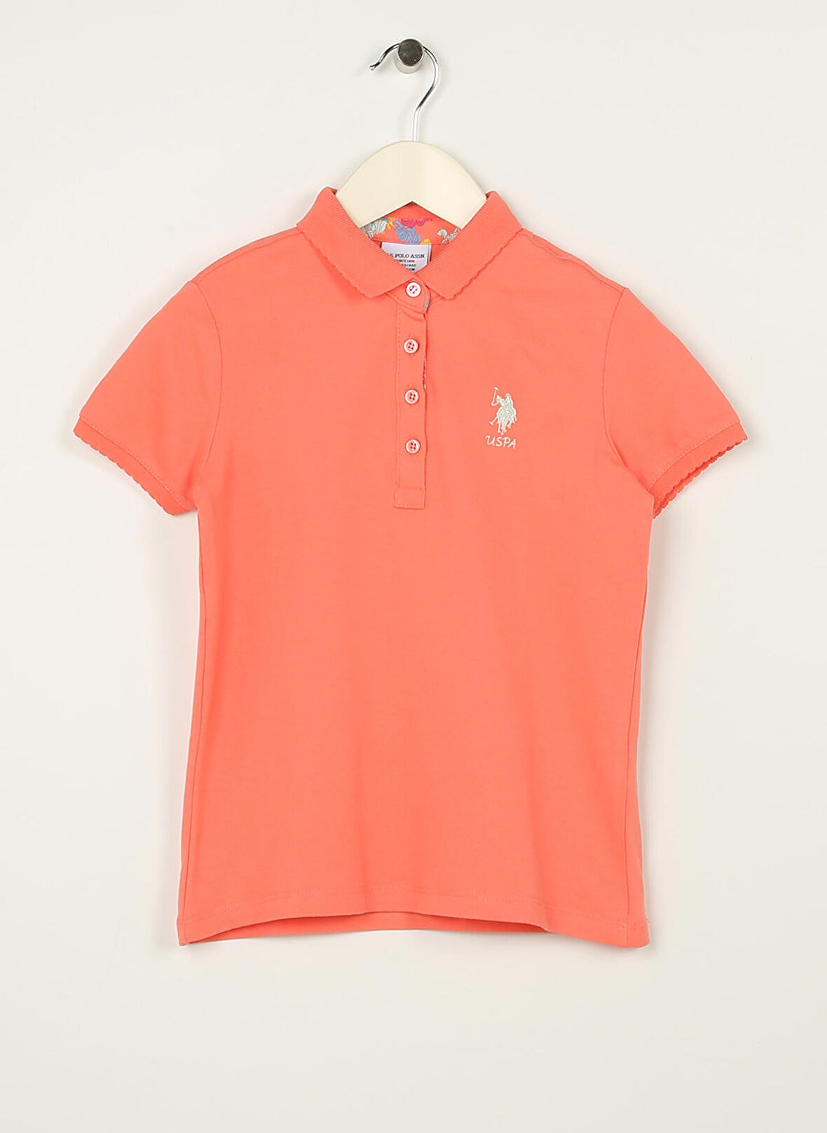 U.S. Polo Assn. Somon Kız Çocuk Polo Yaka Kısa Kollu Düz Polo T-Shirt TP01-IY023