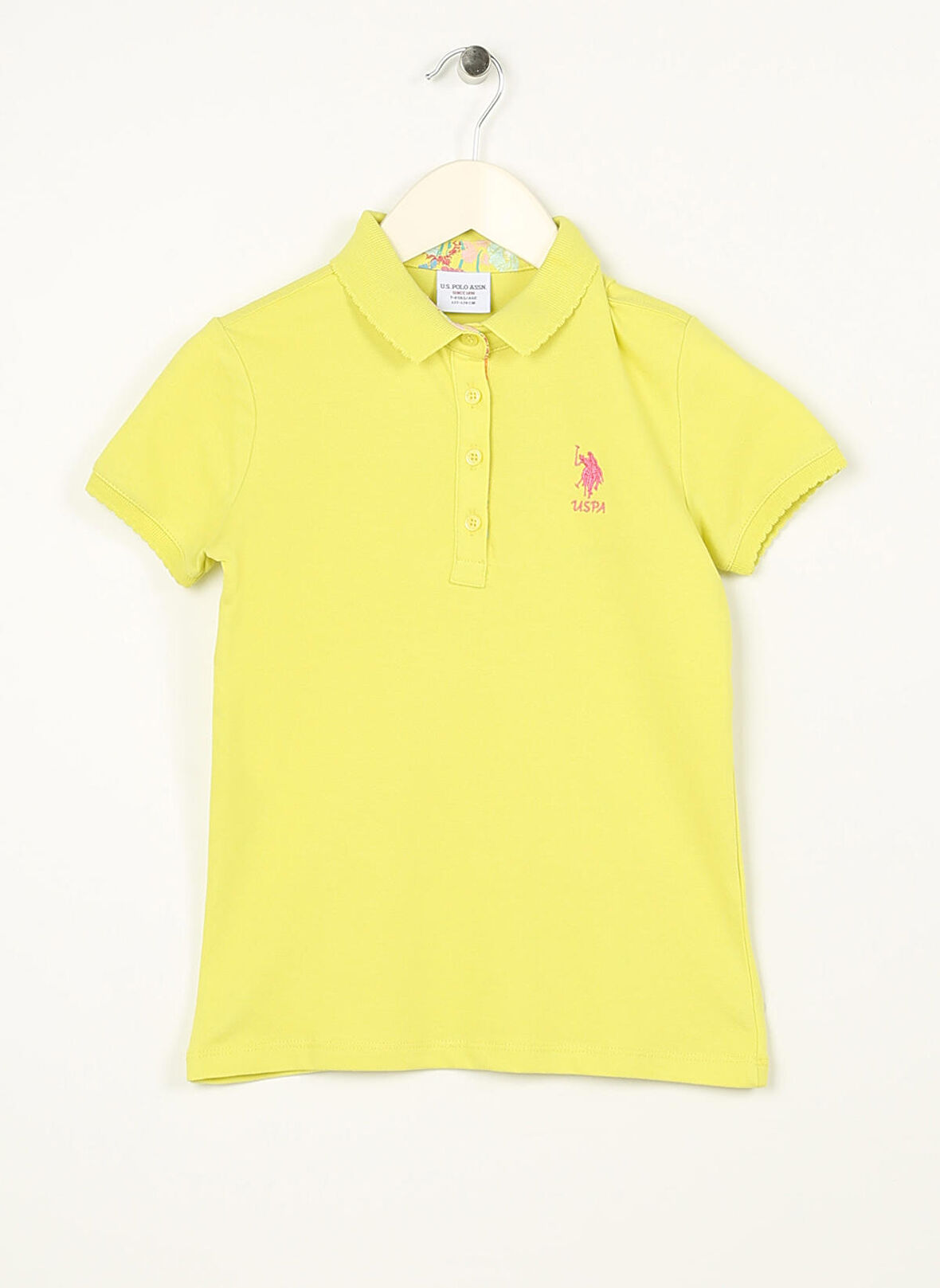 U.S. Polo Assn. Koyu Yeşil Kız Çocuk Polo Yaka Kısa Kollu Düz Polo T-Shirt TP01-IY023