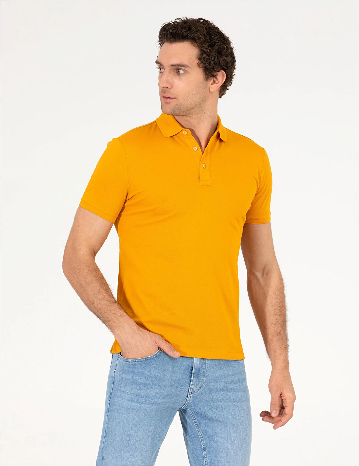 Erkek Polo Yaka Slim Fit Basic T-Shirt-Hardal | S
