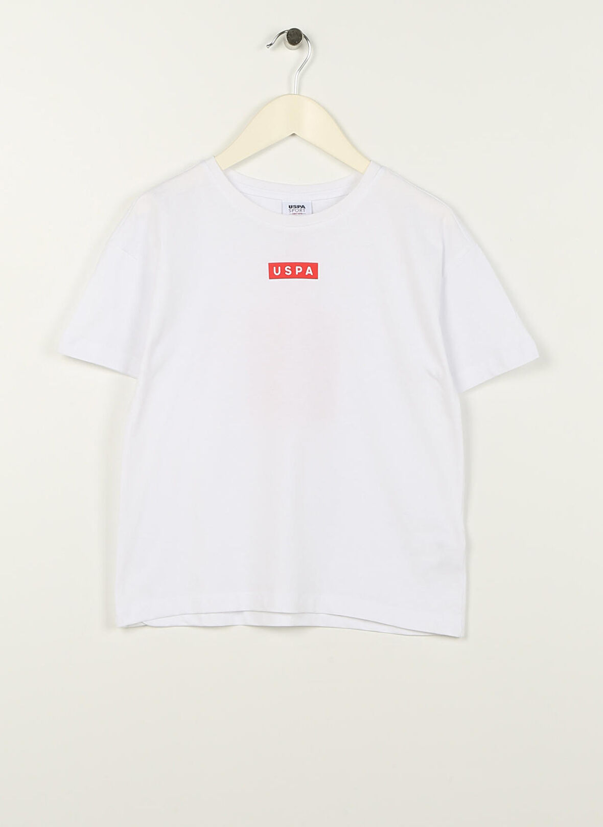 U.S. Polo Assn. Beyaz Erkek Çocuk Bisiklet Yaka Kısa Kollu Oversized Baskılı T-Shirt KAMEDAKIDS