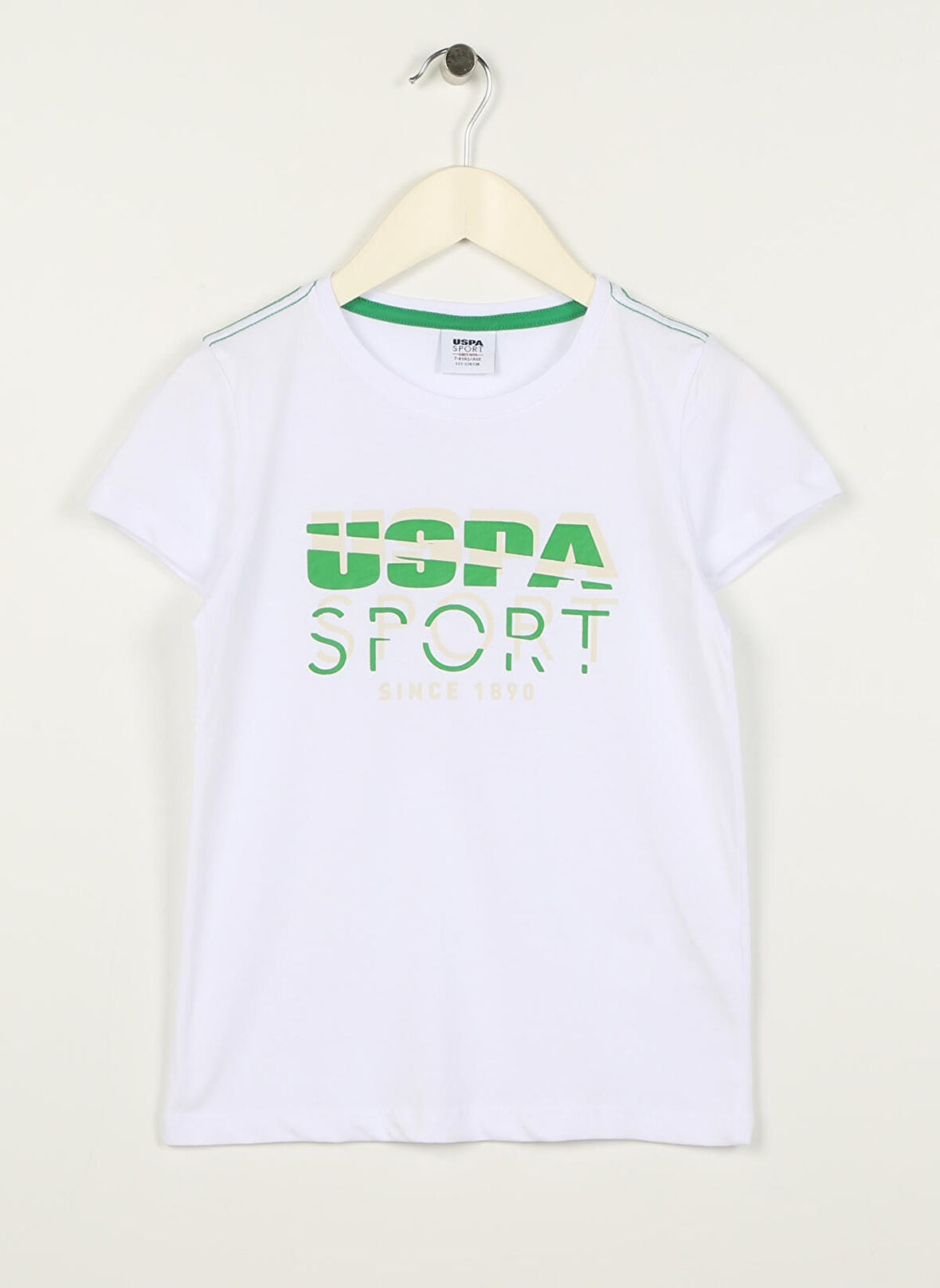 U.S. Polo Assn. Beyaz Erkek Çocuk Bisiklet Yaka Kısa Kollu Baskılı T-Shirt LARENKIDS
