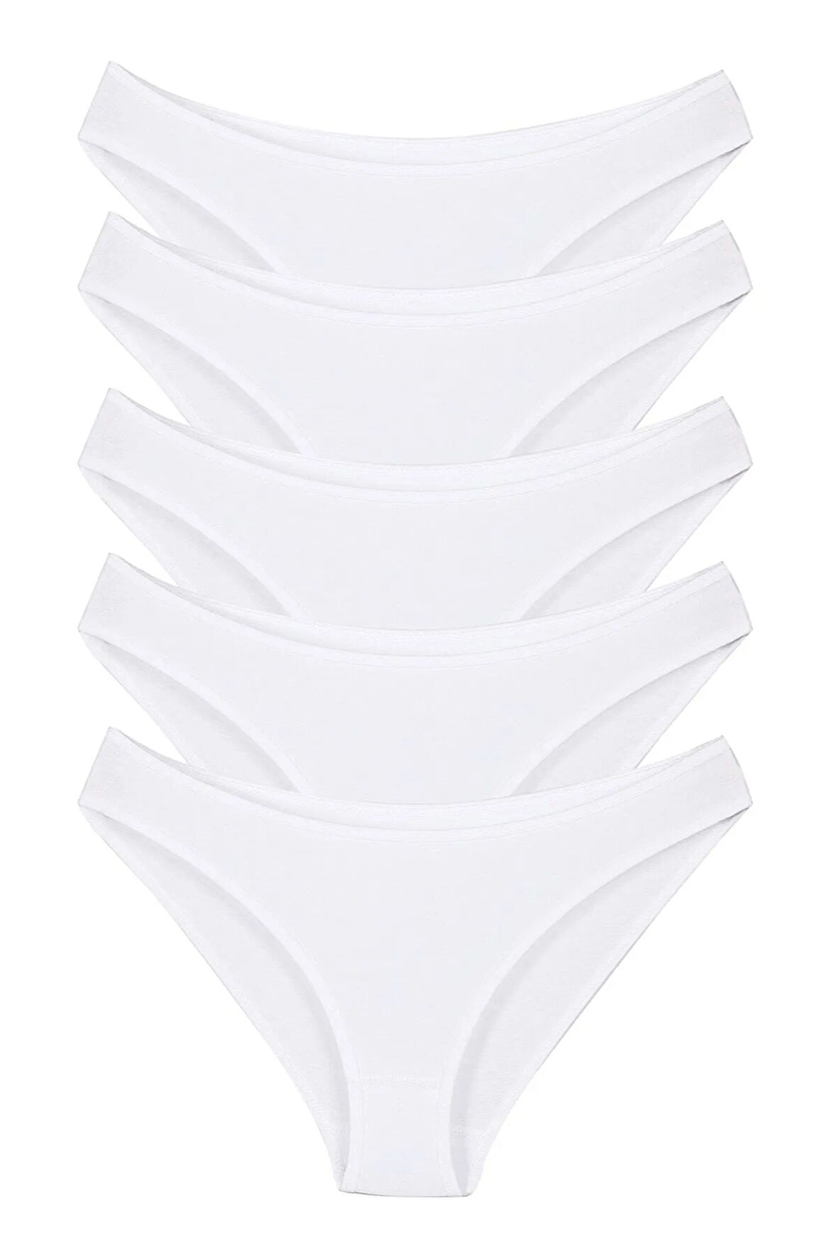 Kadın Günlük Pamuklu Külot Beyaz Bikini Model 5'li Paket Kts1057