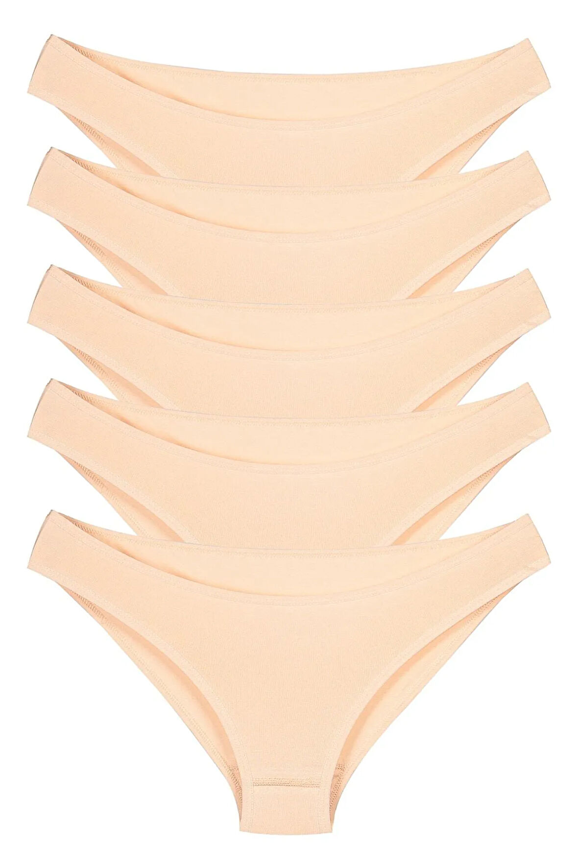 Kadın Günlük Pamuklu Külot Ten Bikini Model 5'li Paket Kts1057