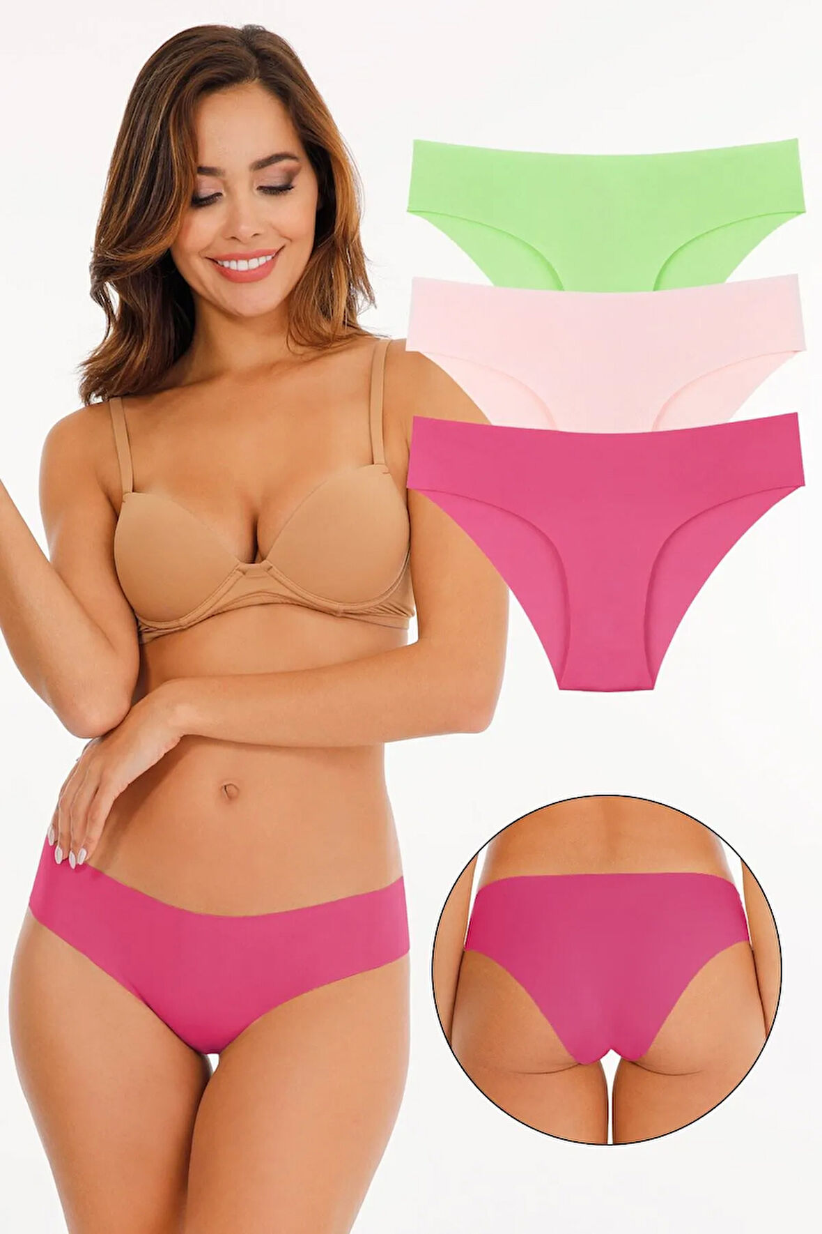 Kadın Lazer Kesim Likralı Külot 3'lü Paket Set