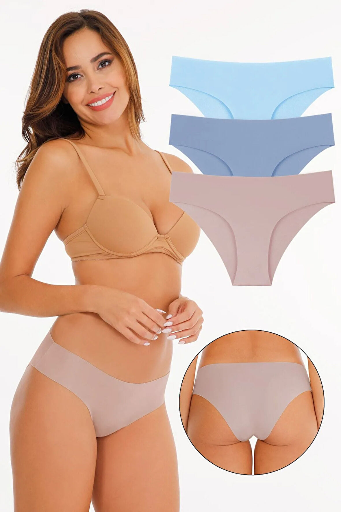 Kadın Lazer Kesim Likralı Külot 3'lü Paket Set