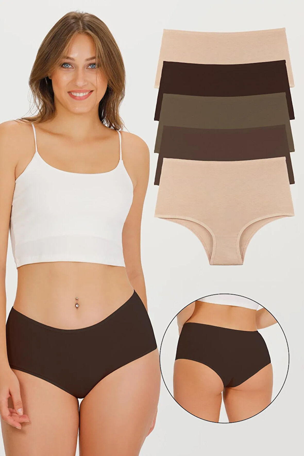 Kadın Bato Külot Karışık Renkli 5'li Paket - Kts4020