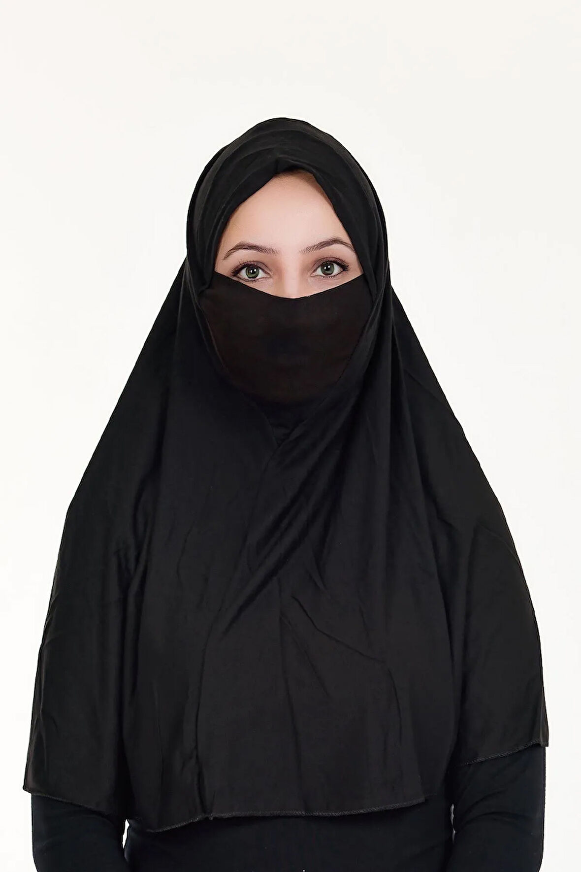 Peçeli Hazır Türban Pratik Şal Hijab Namaz Örtüsü