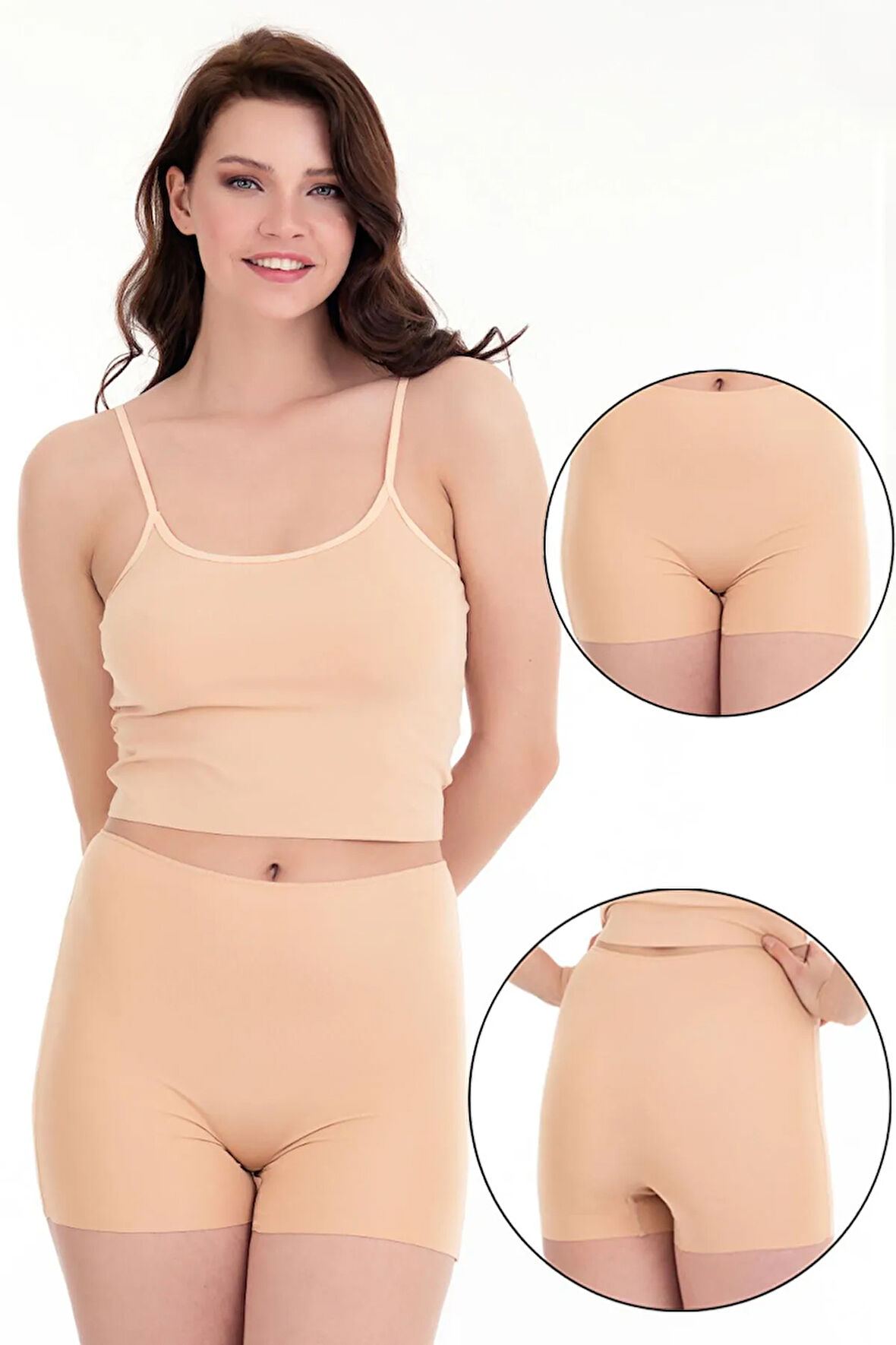 Lazer Kesim Yüksek Bel Toparlayıcı Şort Tekli Set -OTR4000