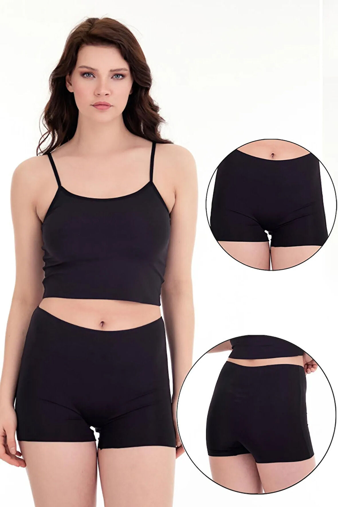 Lazer Kesim Yüksek Bel Toparlayıcı Şort Tekli Set -OTR4000