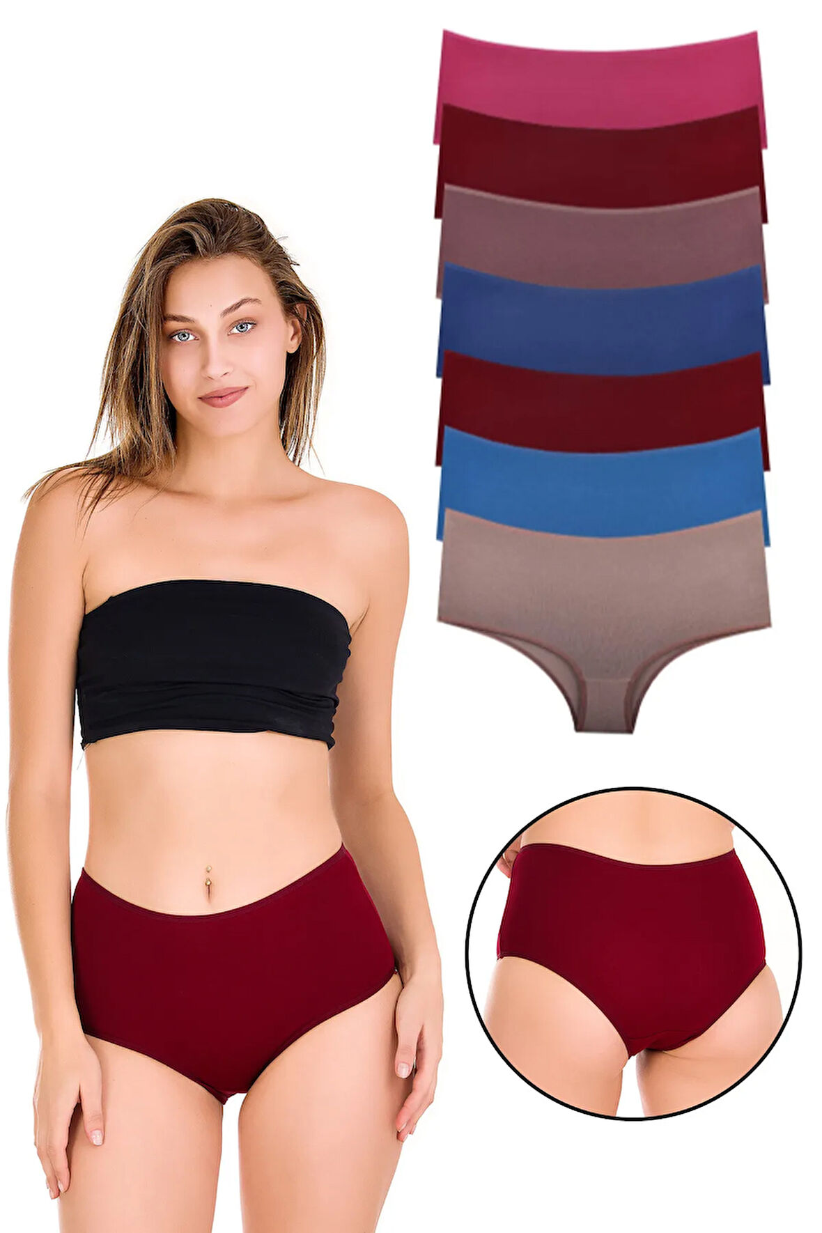 Kadın Bato Külot Karışık Renkli 7'li Paket - Kts2092-7