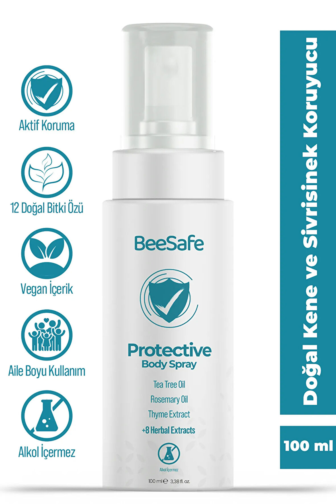 Doğal Kene Ve Sivrisinek Koruyucu Sprey (VEGAN & 12 DOĞAL BİTKİ ÖZÜ) - 100 ml