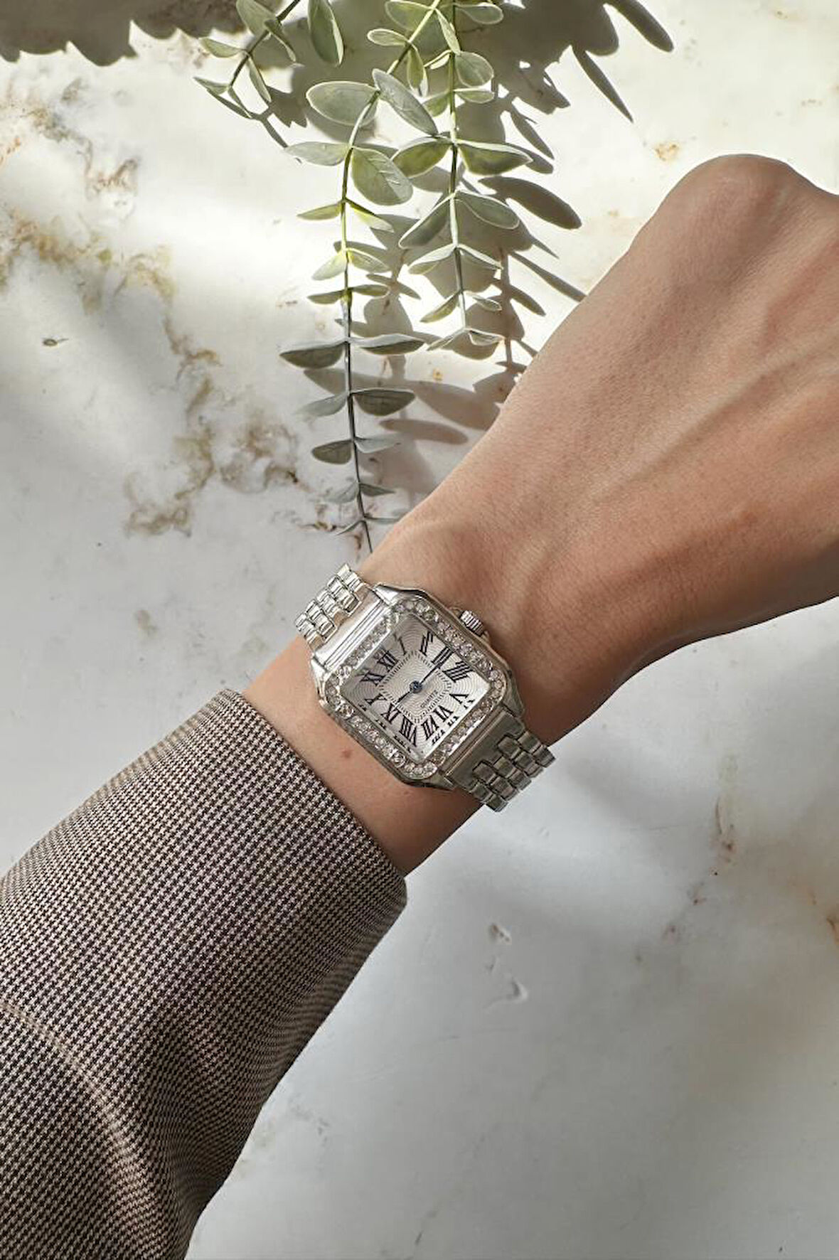 Retro Gümüş Roma Rakam Kadın Kol Saati