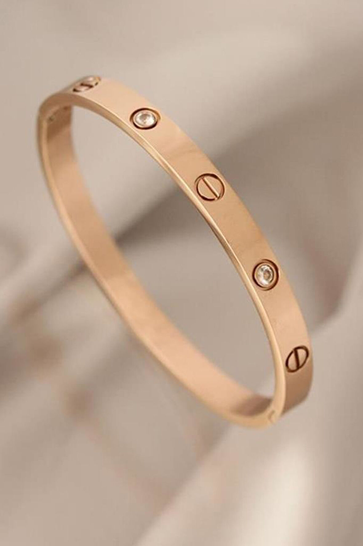 Taşlı Rose Çelik Bileklik