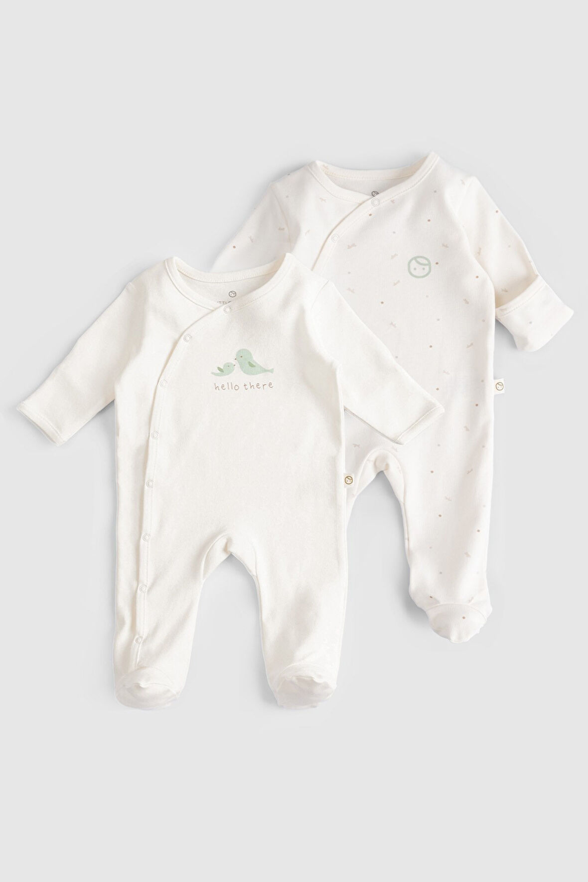 2'li Kendinden Eldivenli Patikli Organik Pamuk Tulum Seti Twig