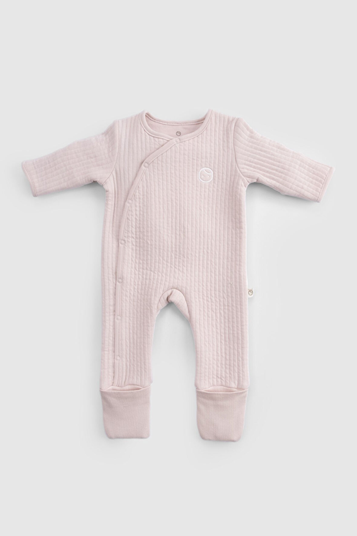 Kendinden Patikli ve Eldivenli Kapitone Pembe Bebek Tulumu