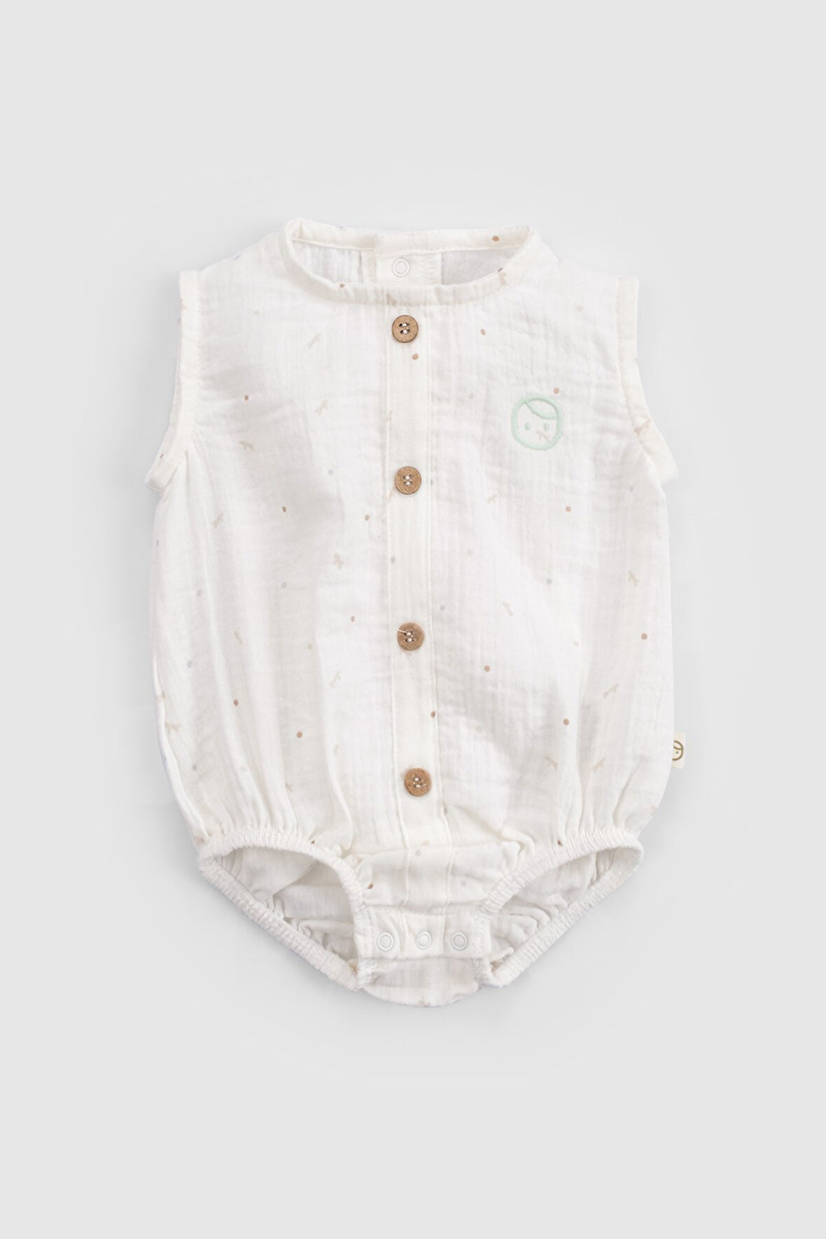 Organik Pamuk Müslin Ekru Bebek Kolsuz Zıbın