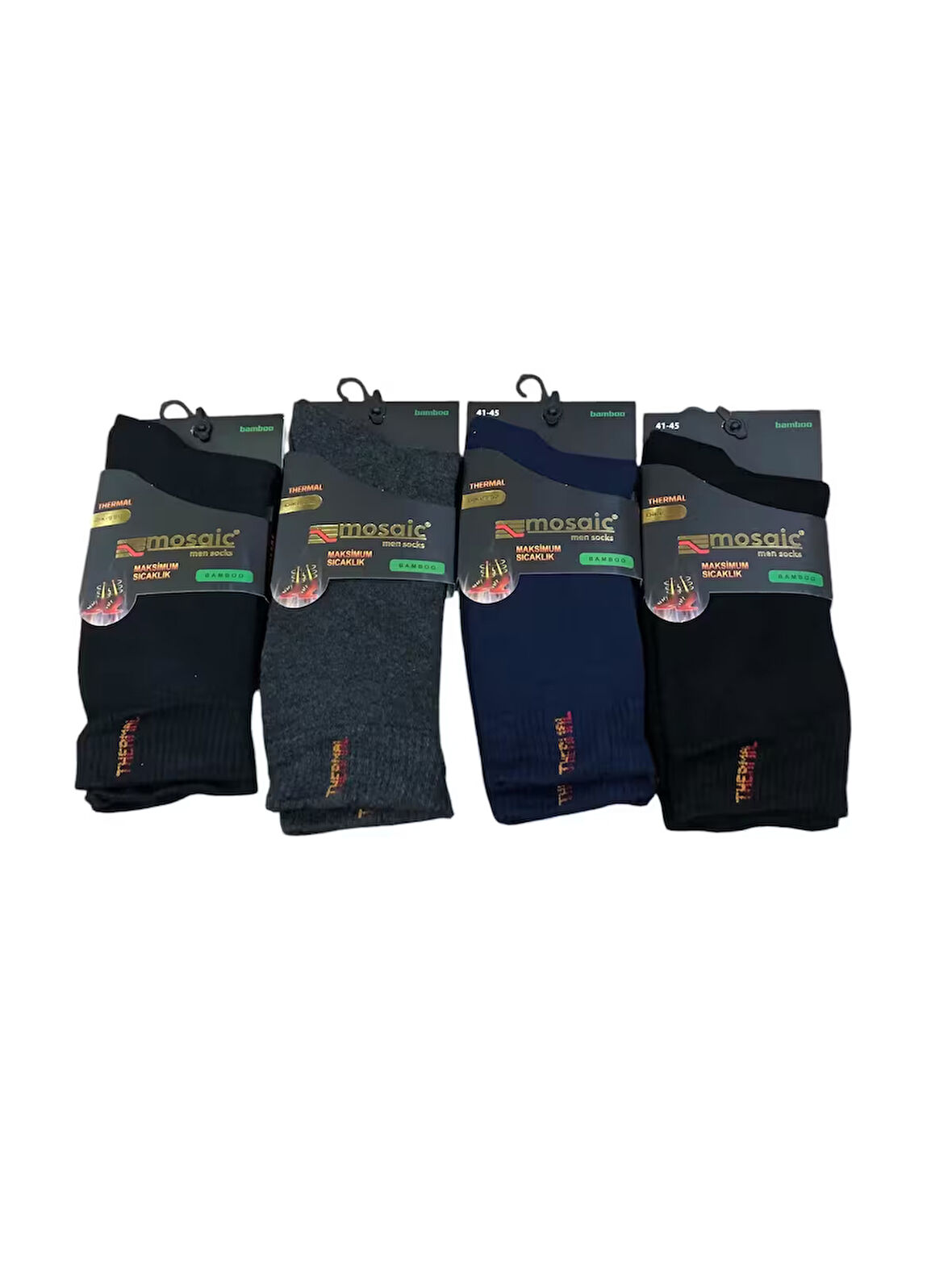 4 Lü Mosaic Punto Erkek Bambu Kışlık Termal Havlu Çorap Parfümlü 41 - 45 No