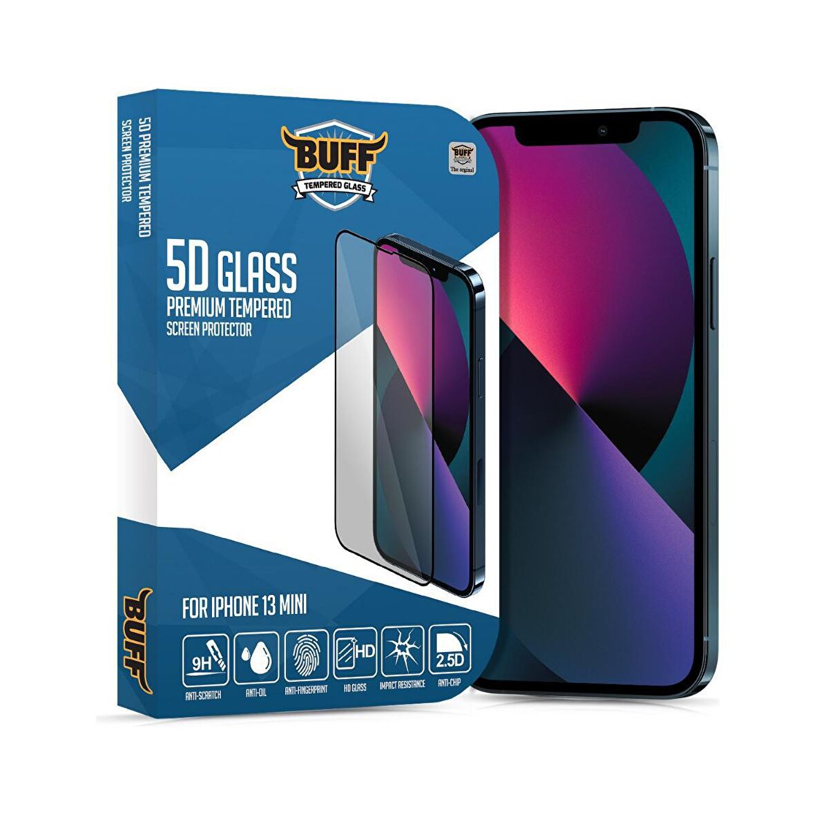 Buff iPhone 13 Mini 5d Glass Ekran Koruyucu