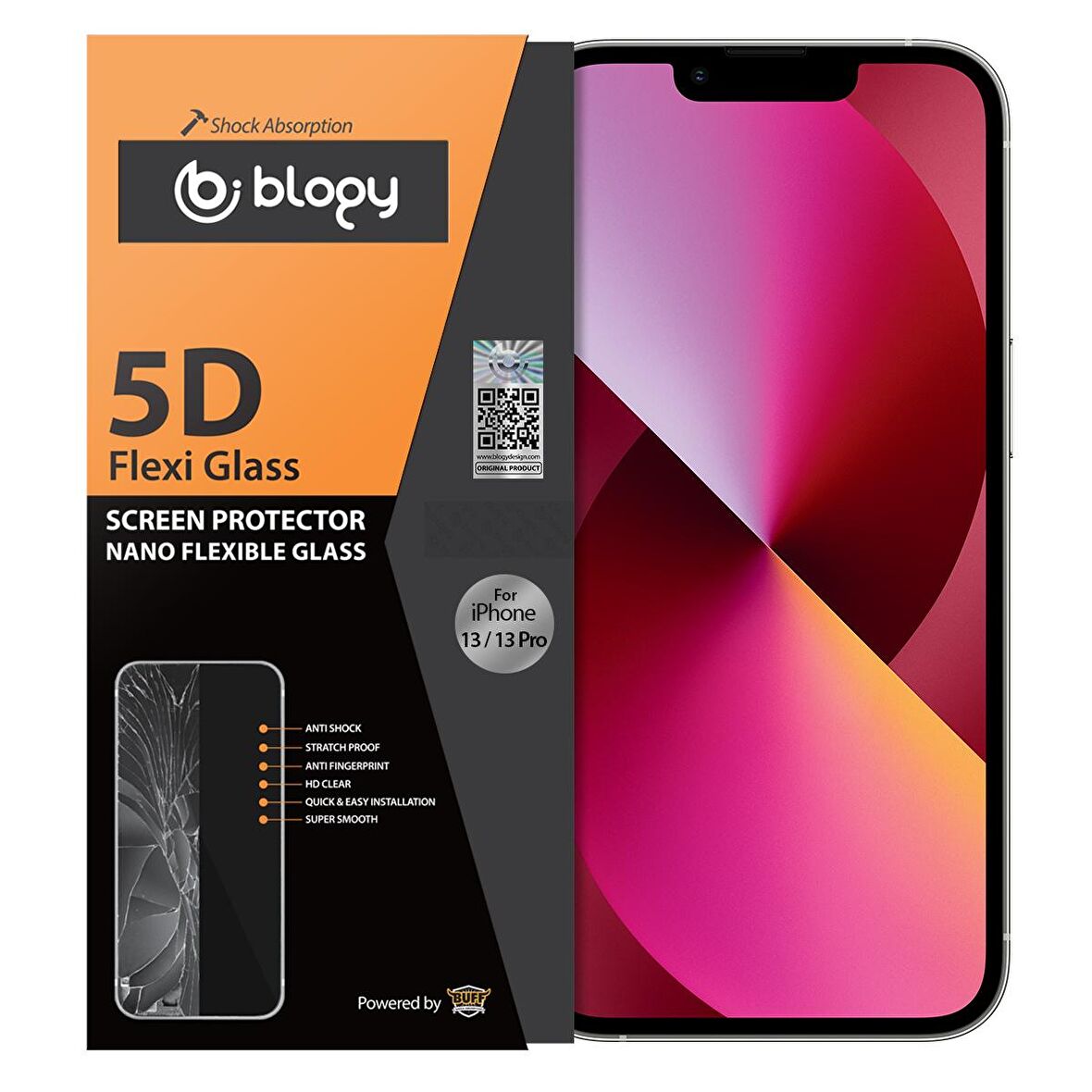 Buff Blogy iPhone 13 / 13 Pro Flexi 5D Ekran Koruyucu