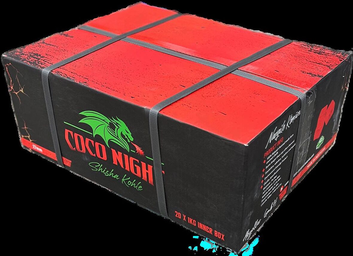 Coco Night (Tanıtım fiyatı) 20kg Hindistan cevizi küp nargile kömürü 27mm