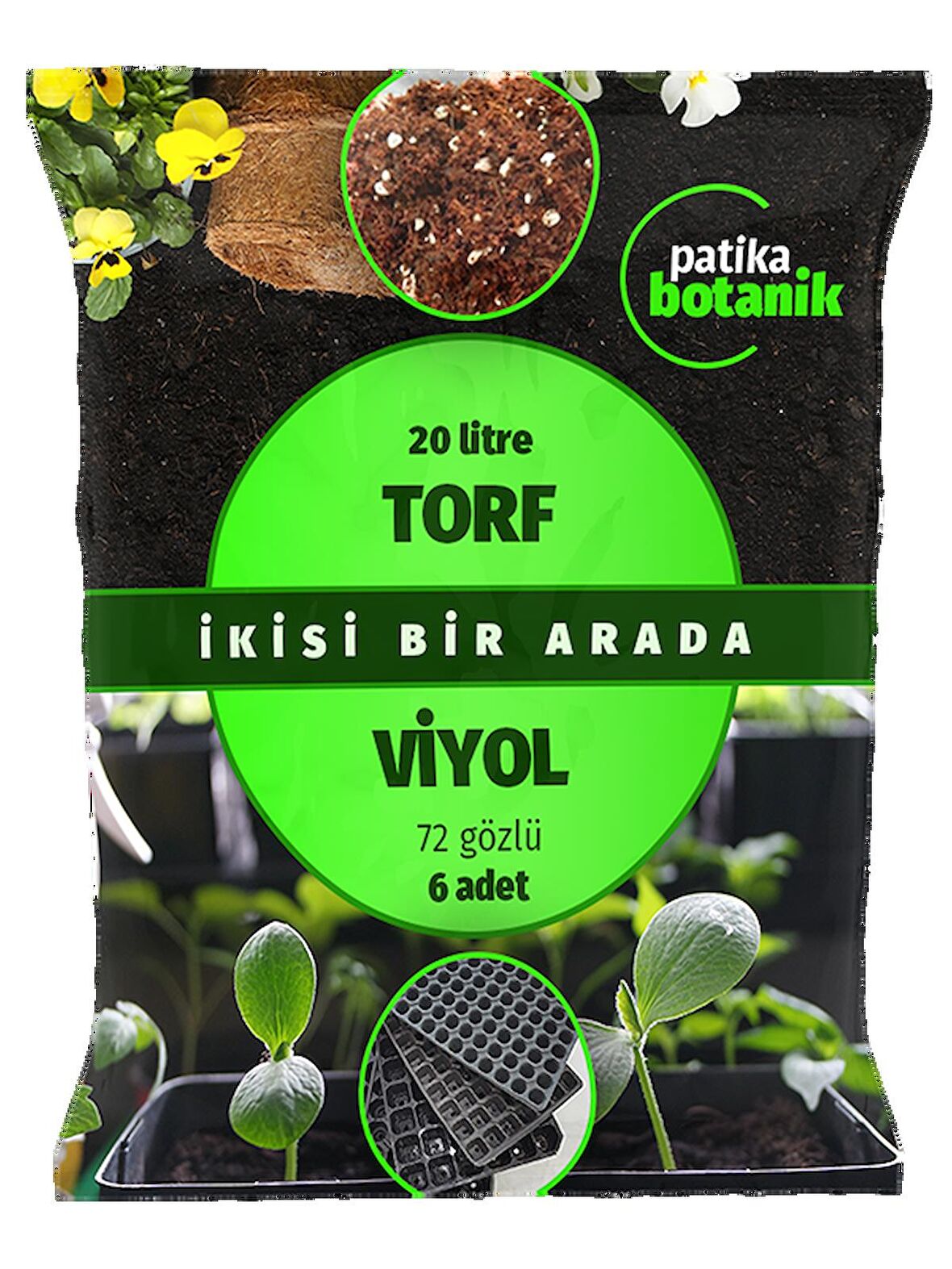 TORF+VİYOL (20 LT Torf+ 72 Gözlü 6 Adet Viyol )
