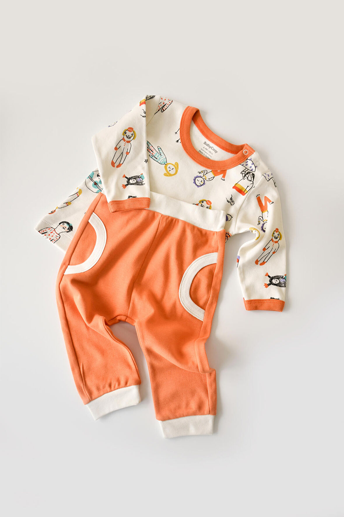 Baby Cosy Unisex Turuncu Organik Alt Üst Bebek Takımı - Csy2007 - Rebebe